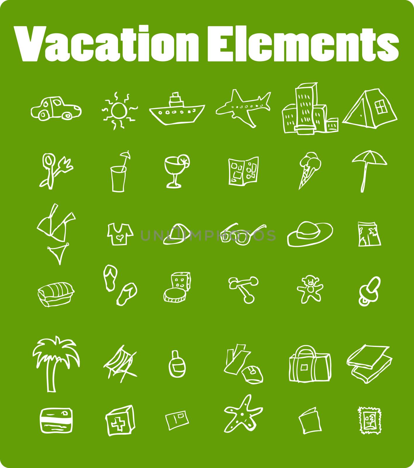 Vector vacation icon set, Travel, nature, food, finance, house,  by IconsJewelry