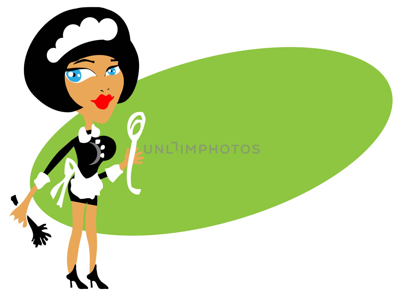 Sexy parlourmaid, woman at home, young mother, cleaner card, tag by IconsJewelry