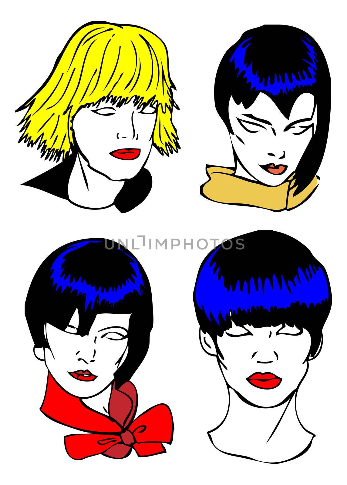 hairstyle, woman face silhouette for your design