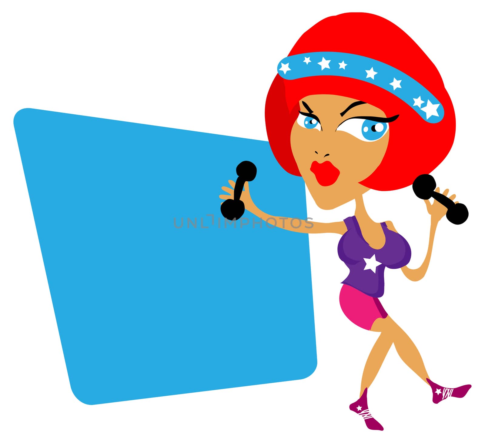 Gym, fitness woman, sport lady emblem, sticker, header, card by IconsJewelry