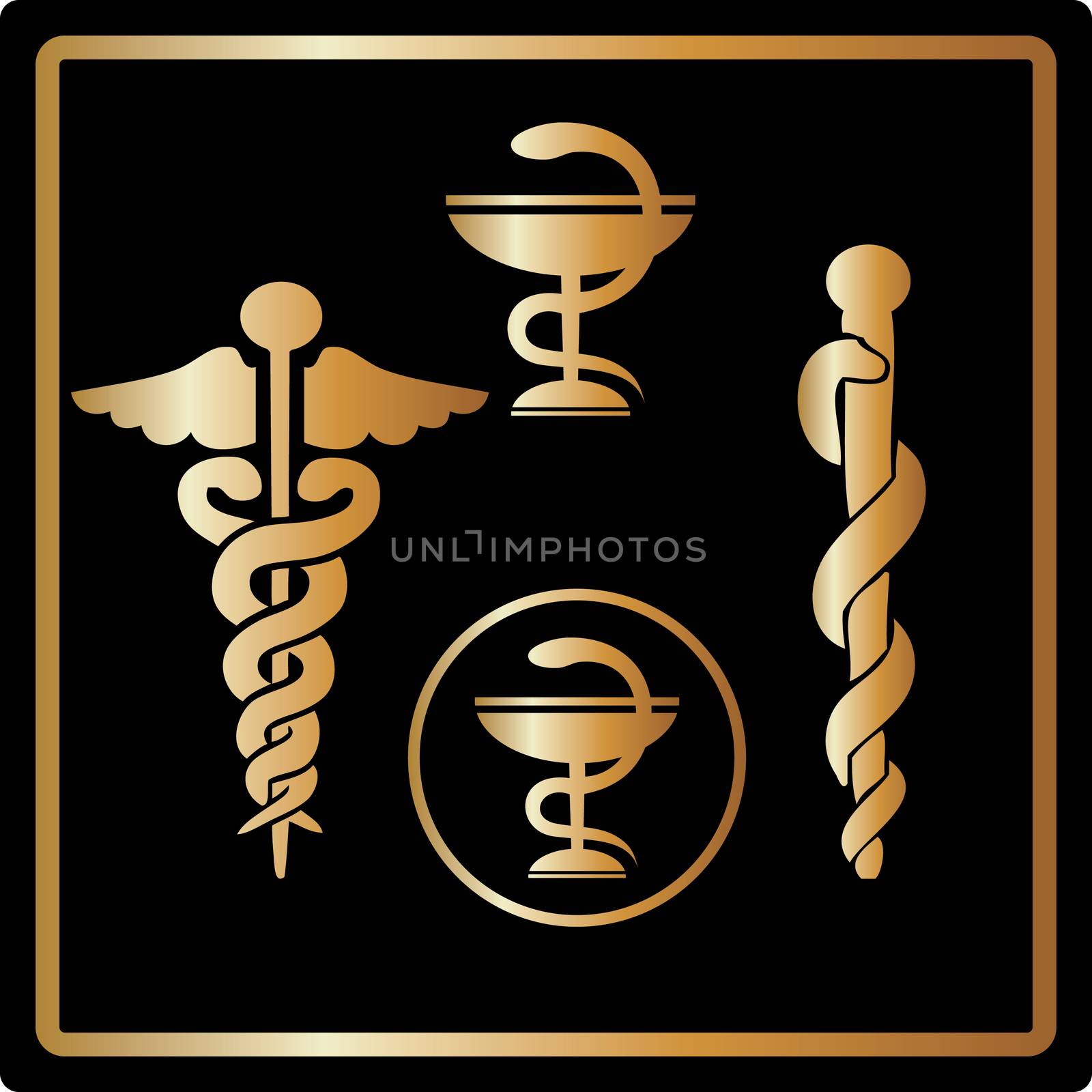 Vector Gold medical card icons, symbol, medical emblem elegant d by IconsJewelry