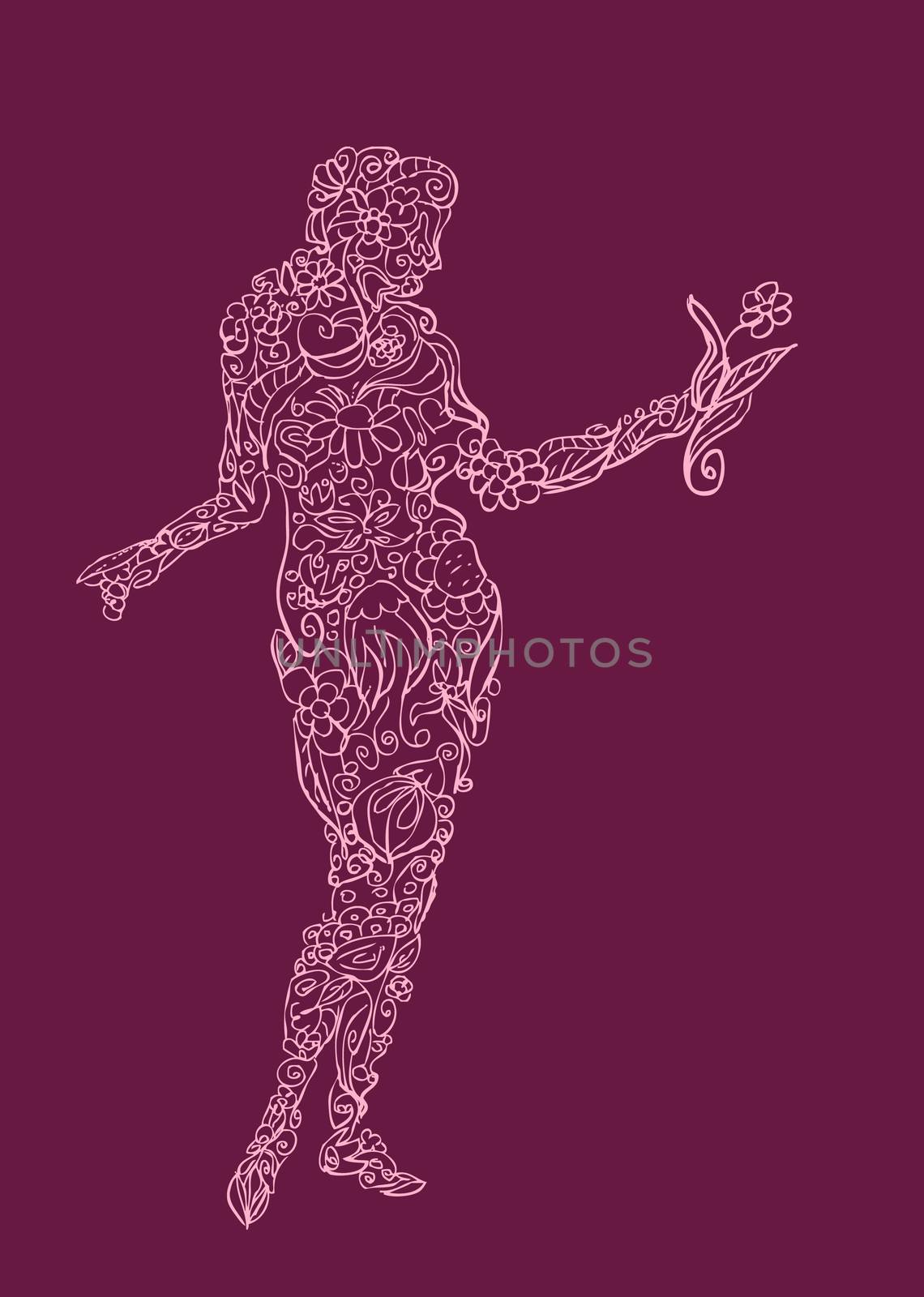 flower tattoo woman, bio, eco, nature emblem by IconsJewelry