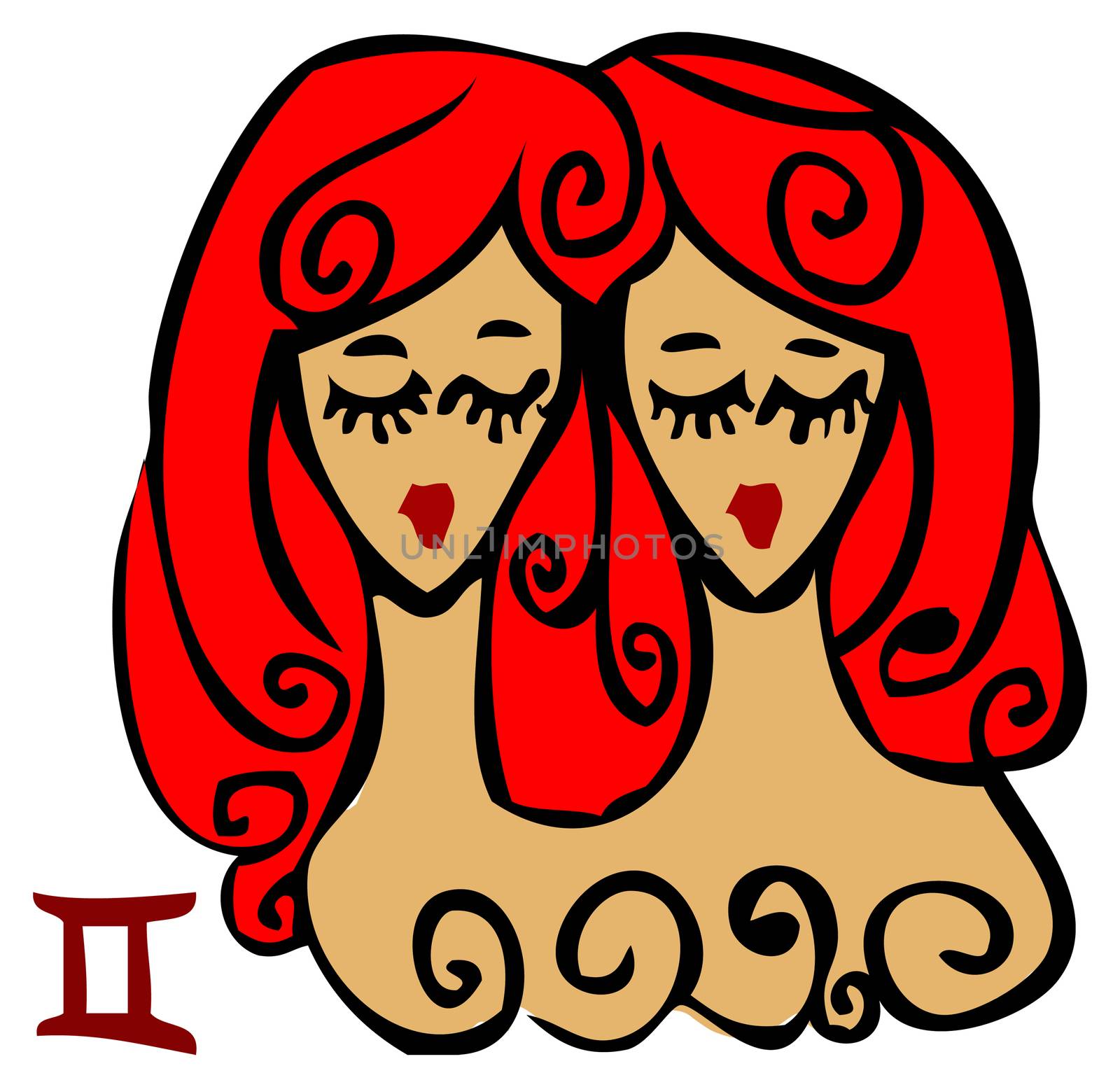 Zodiac signs, icons - gemini, Beauty Woman symbol by IconsJewelry
