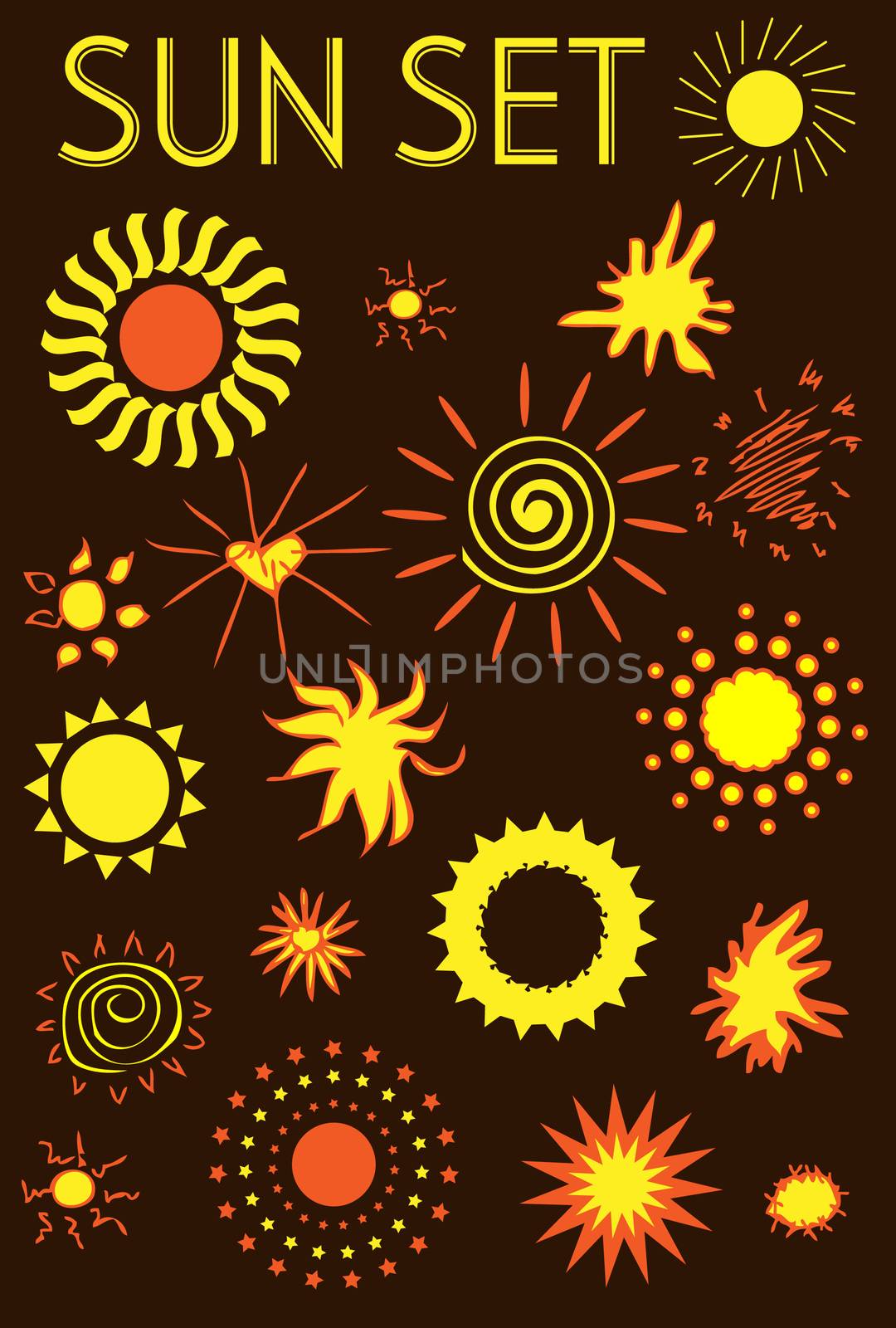 big vector sun icons set, design elements