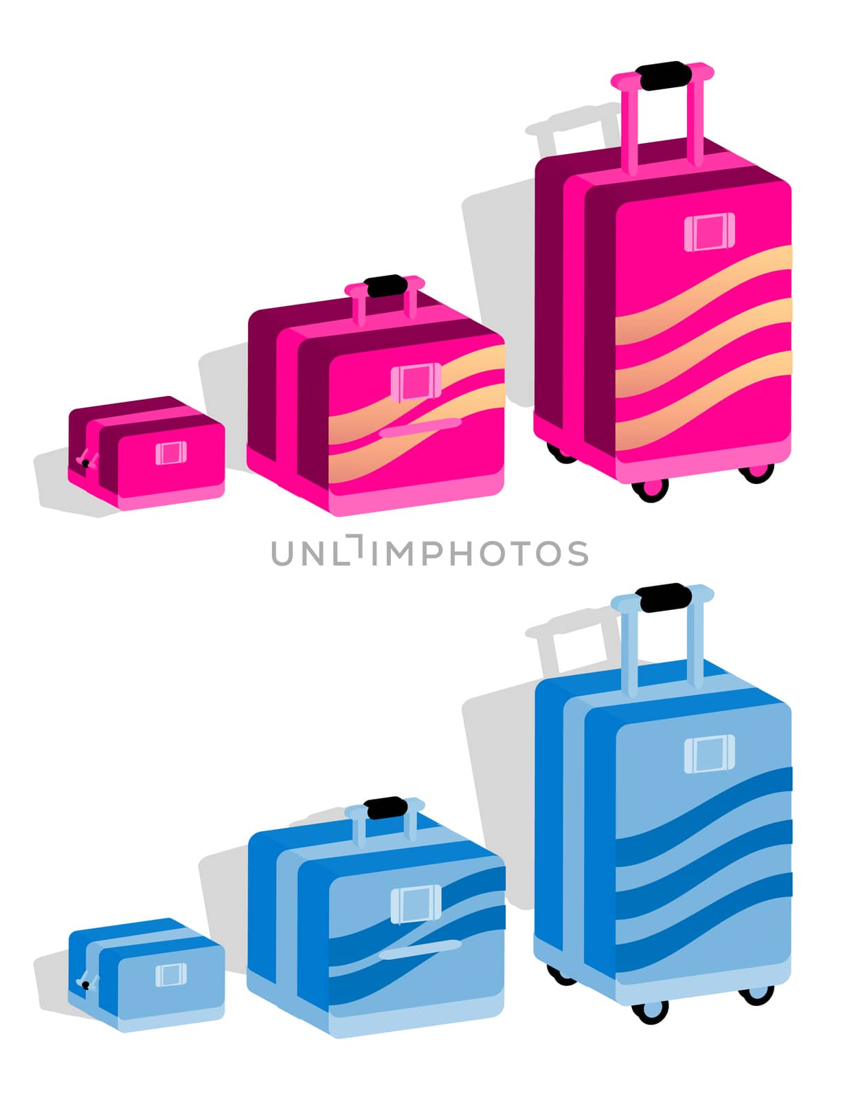 suitcase set, Baggage kit in blue , pink