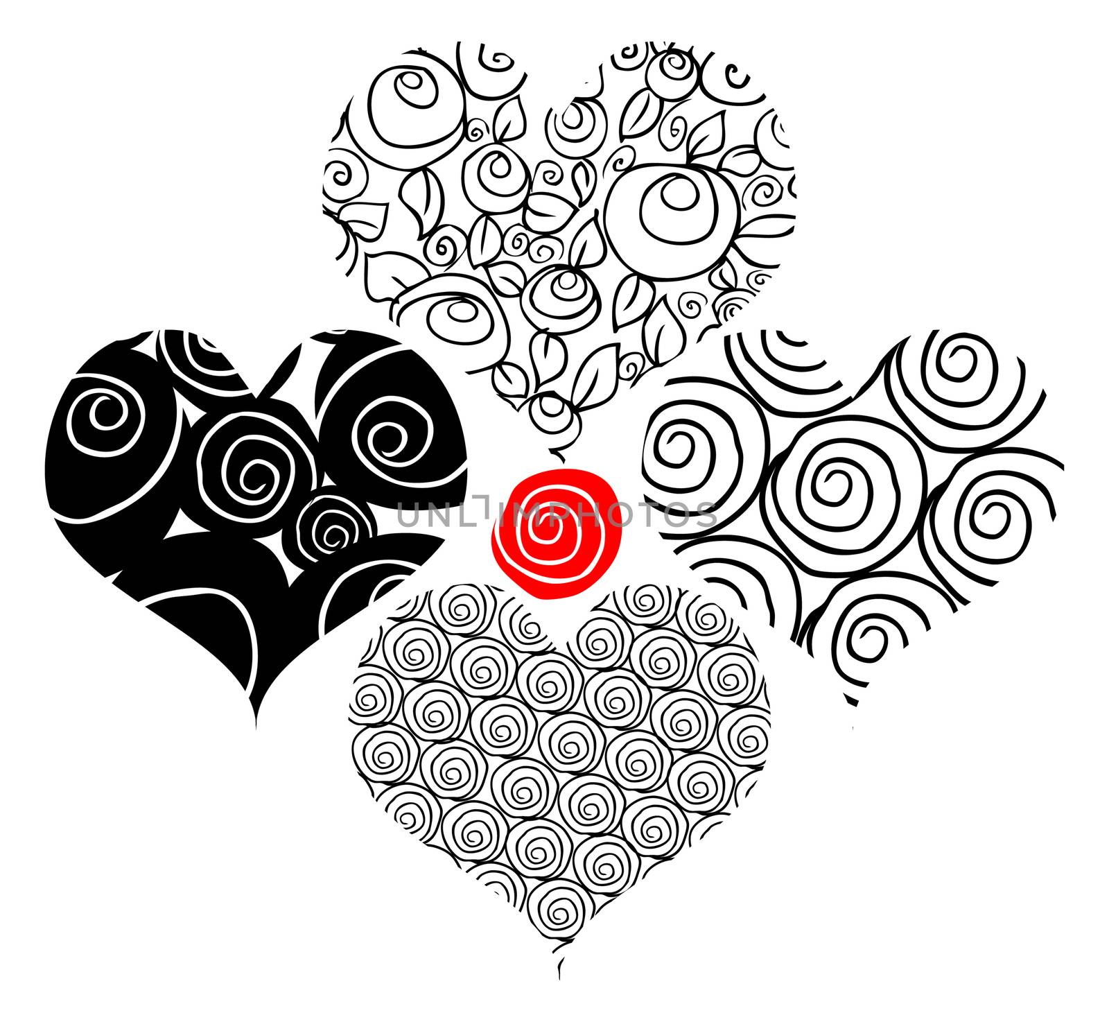 Tattoo flower hearts