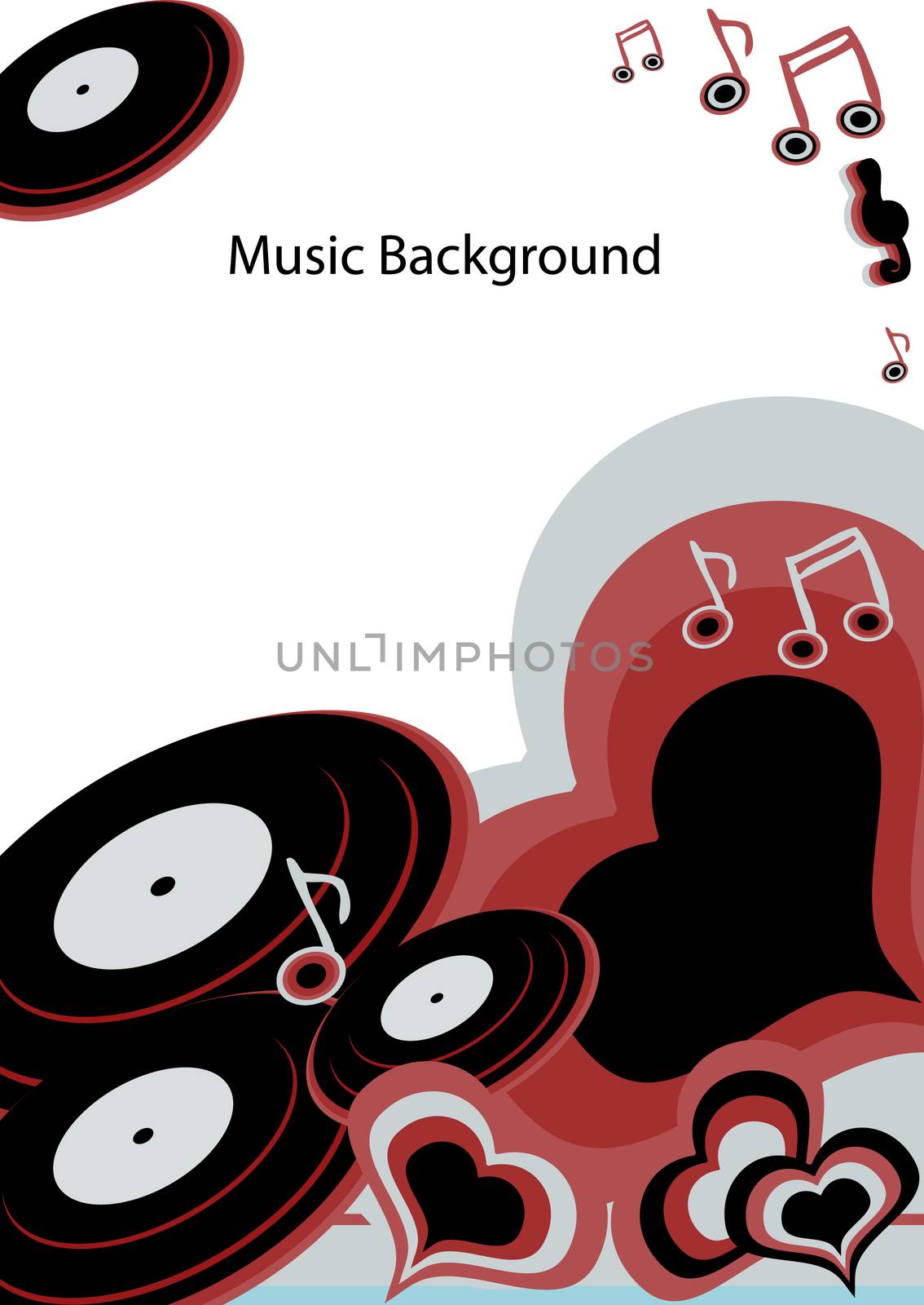 Music background, vintage retro card, vynil love by IconsJewelry