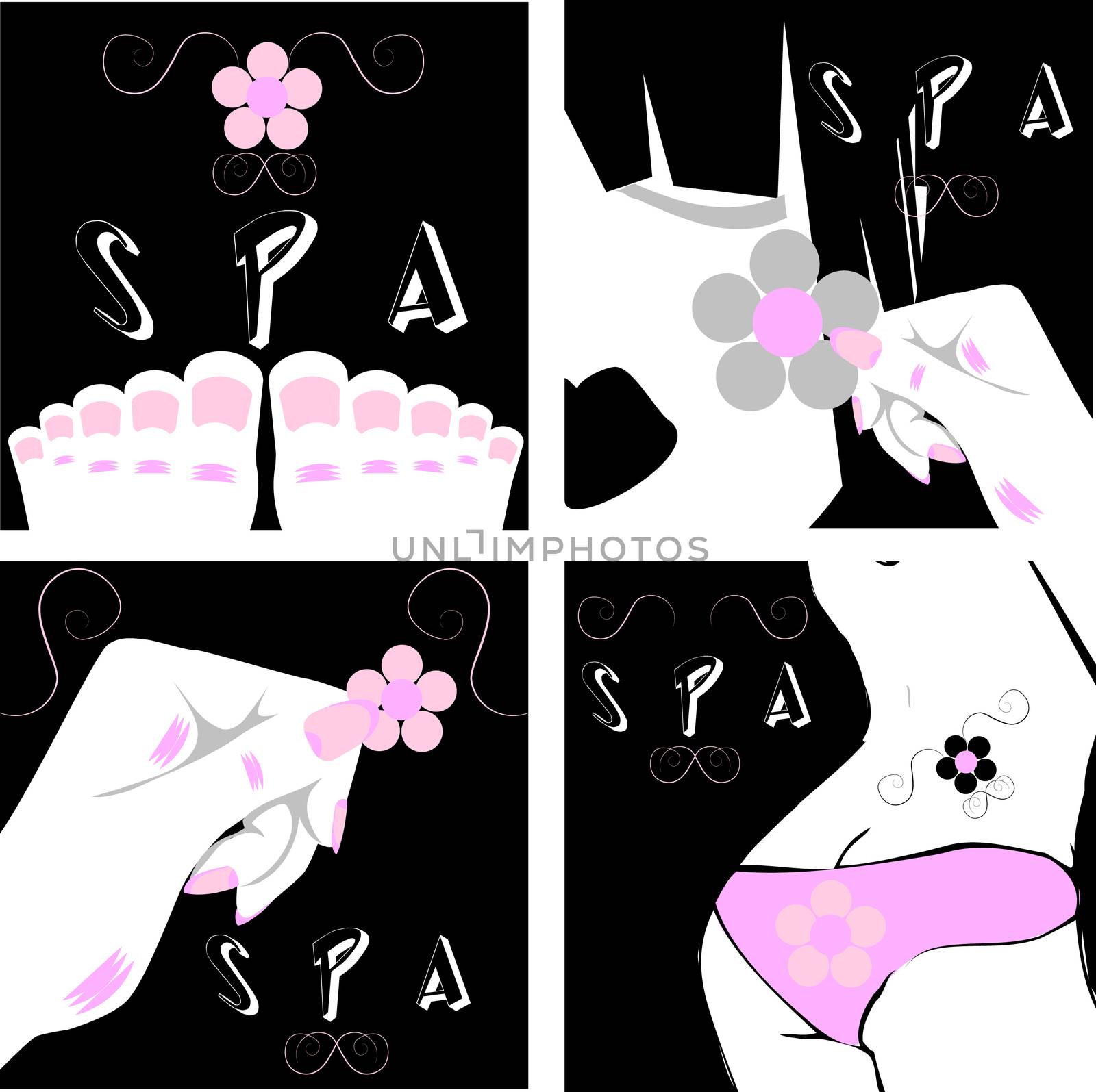 spa concept with a beautiful woman body part icons, emblem, stic by IconsJewelry