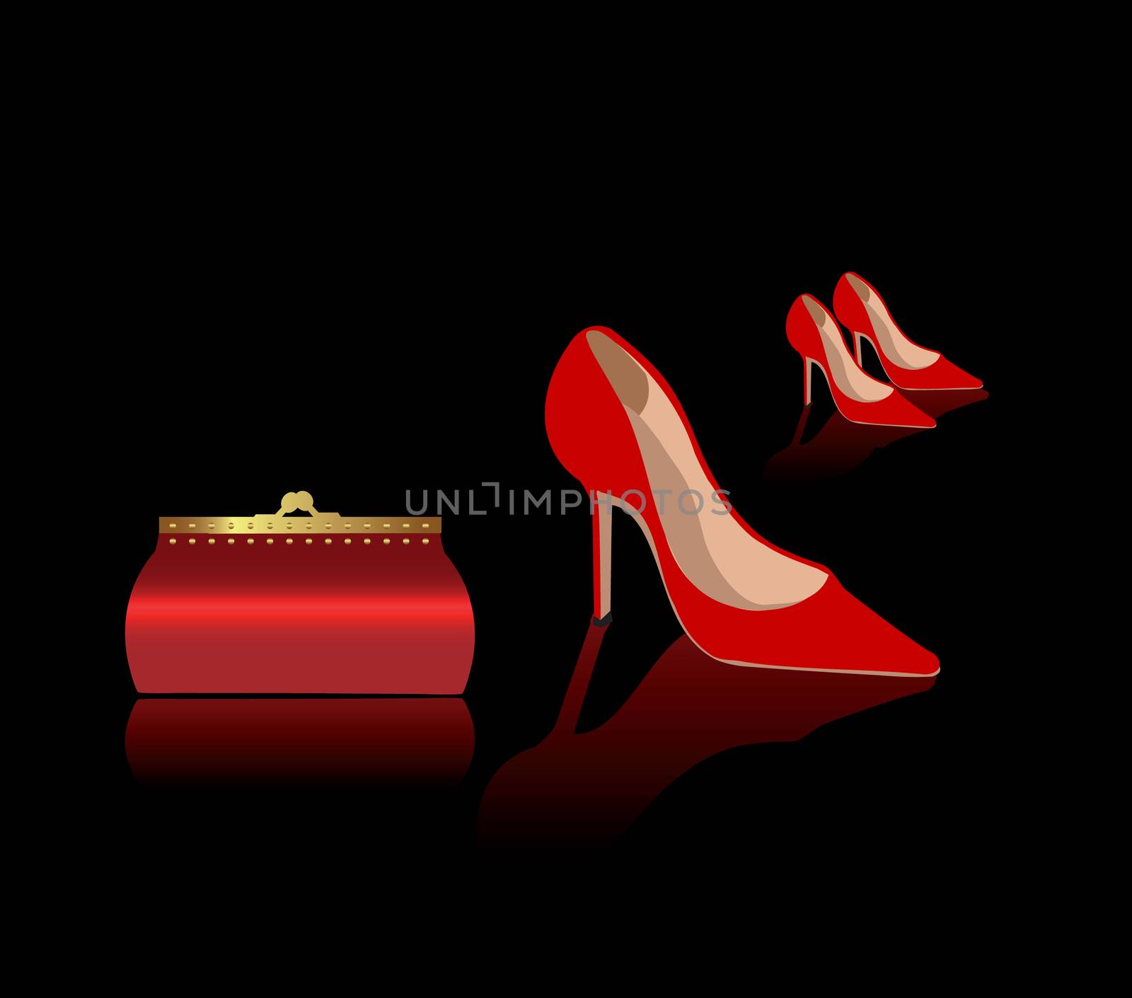 sexy red shoes and woman bag, vector sybmol, icons by IconsJewelry