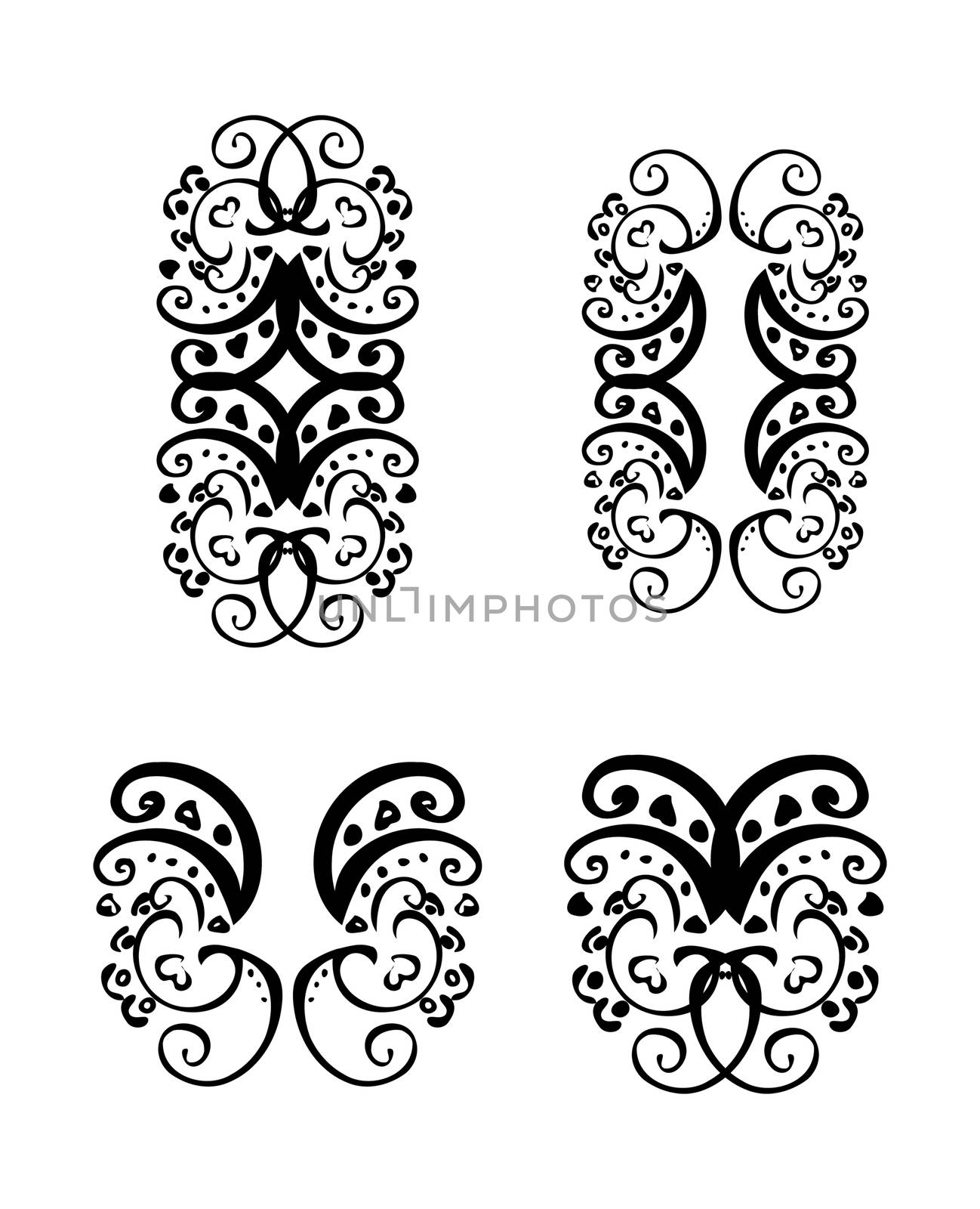 vector tattoo design element, Elegant pieces, vector curves deco by IconsJewelry