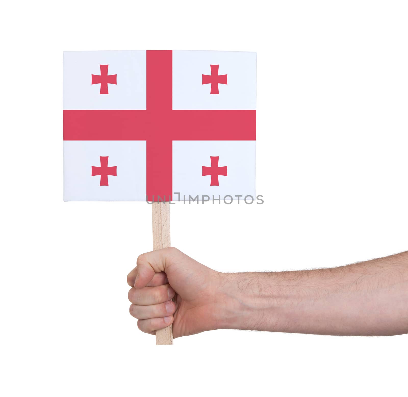Hand holding small card - Flag of Georgia by michaklootwijk
