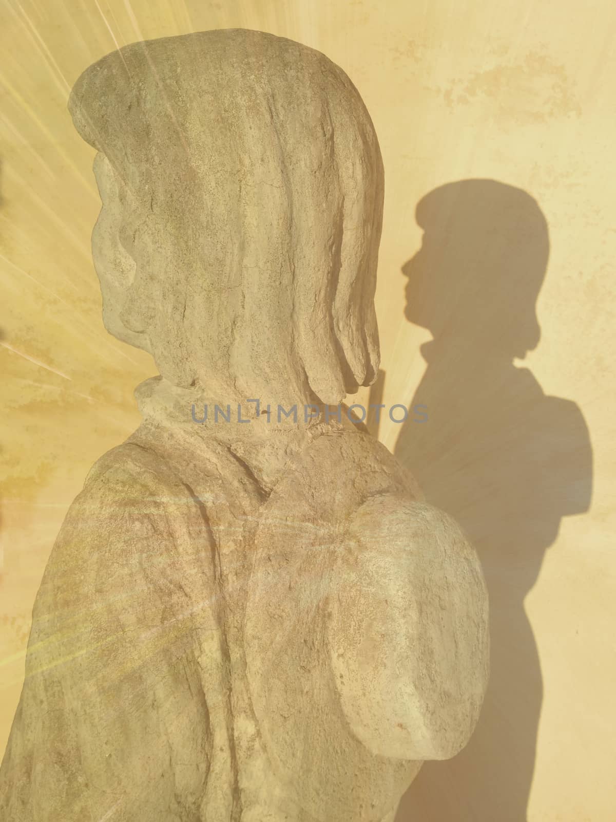 Statue of a pilgrim outside of the monastery in Vadstena Sweden.