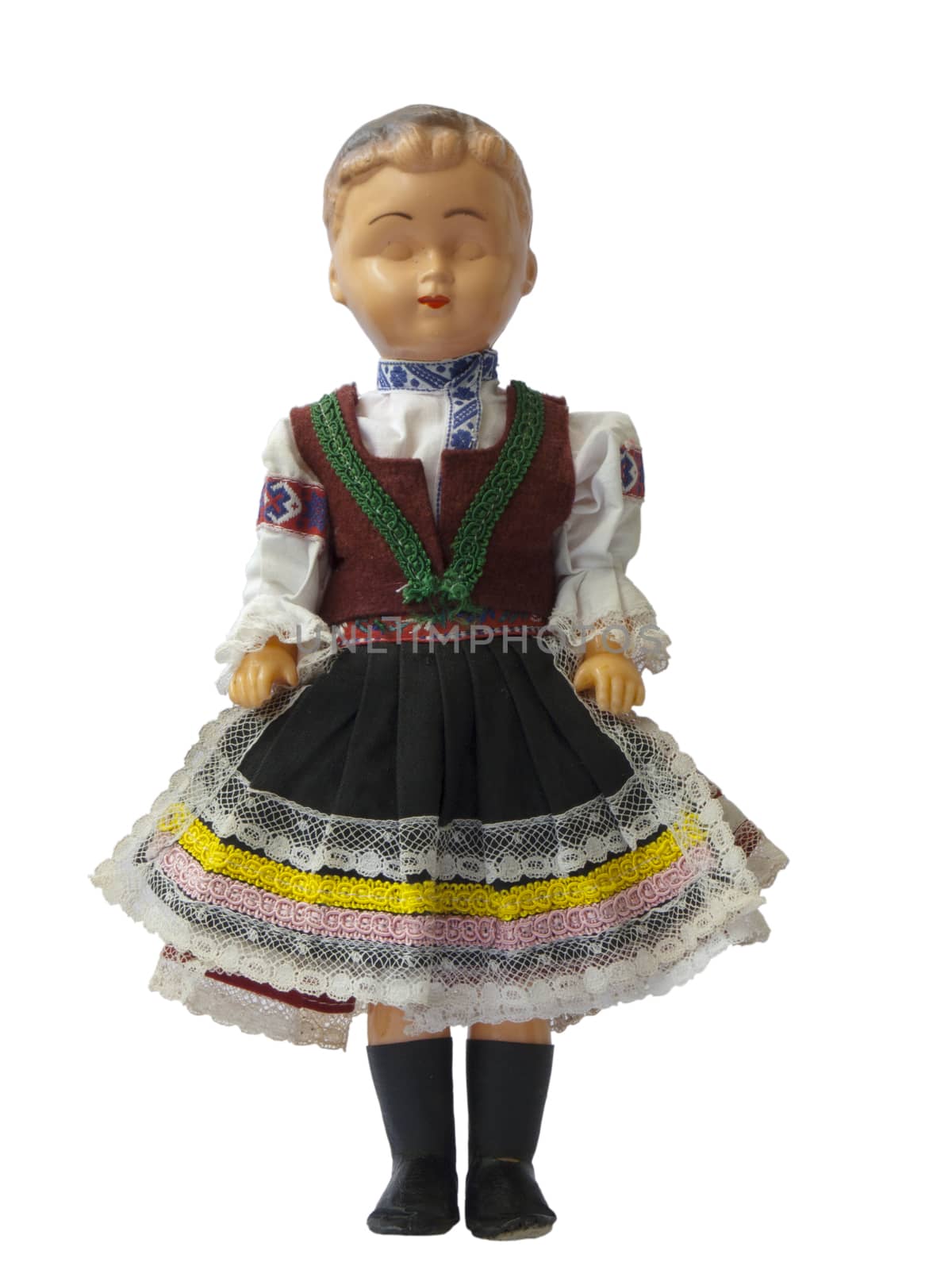 A doll dressed in handmade costumes from Central Europe
