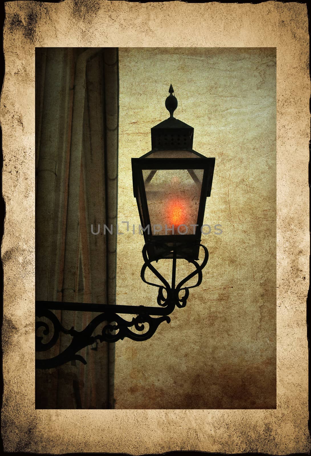 Old fashion streetlamp in frame by mlefor
