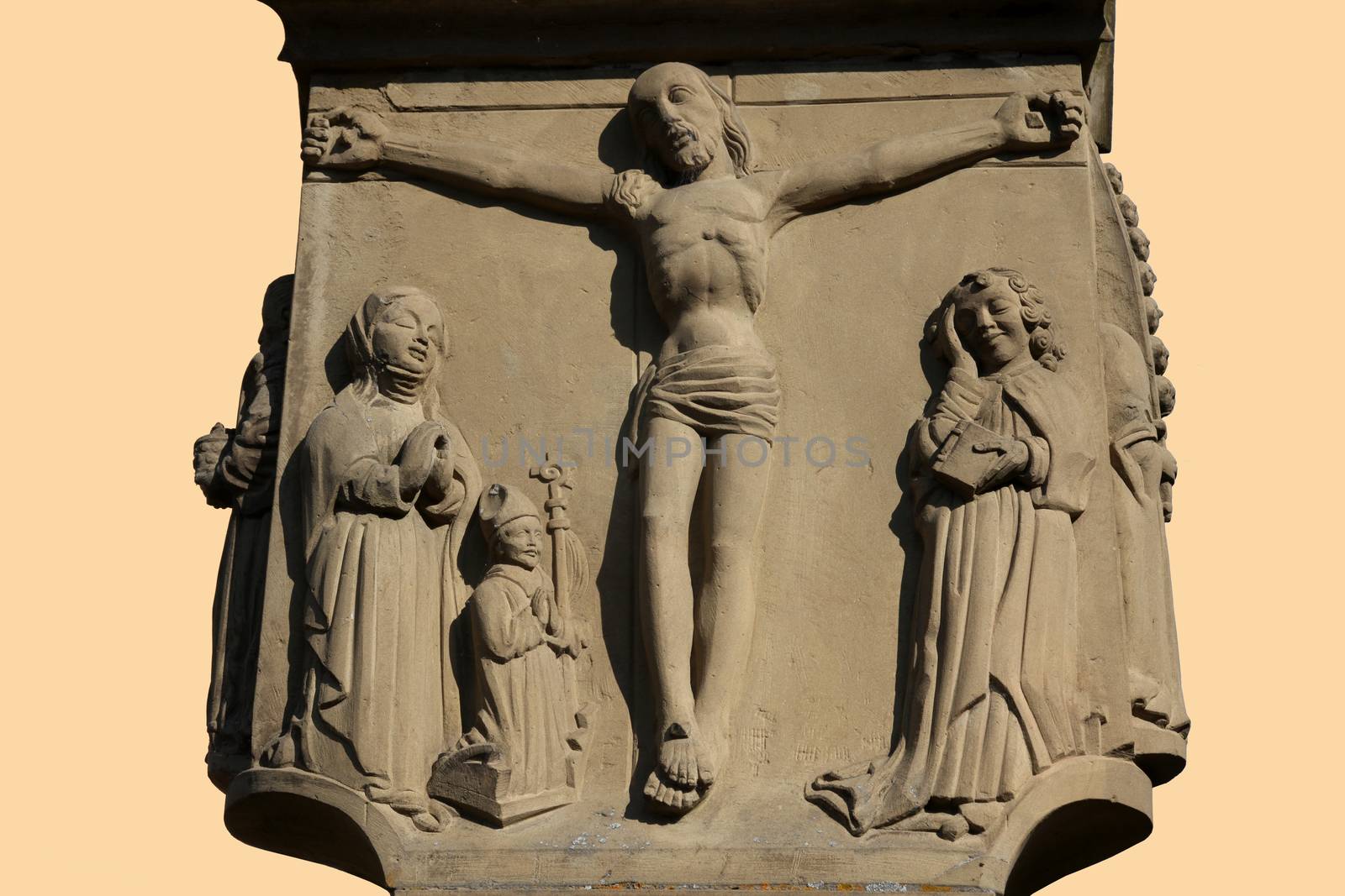 A roadside crucifix in the German village Munsterschwarzach
