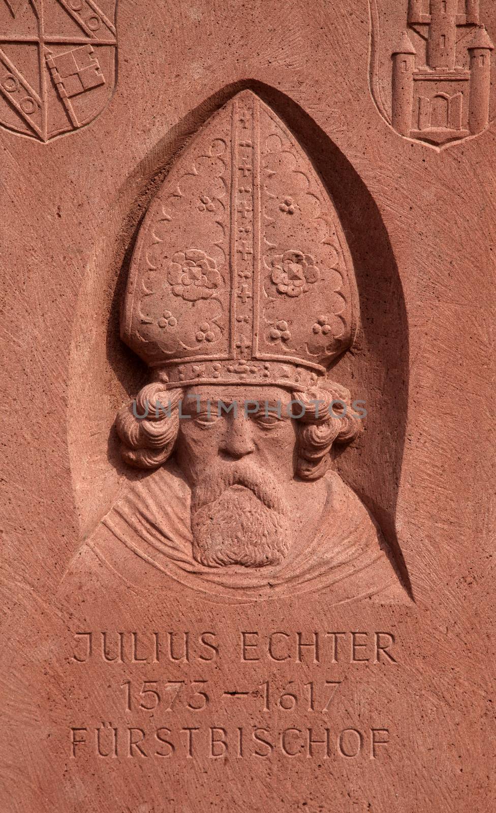 Monument of Julius Echter von Mespelbrunn, Bishop of Wurzburg in Gemünden, Germany