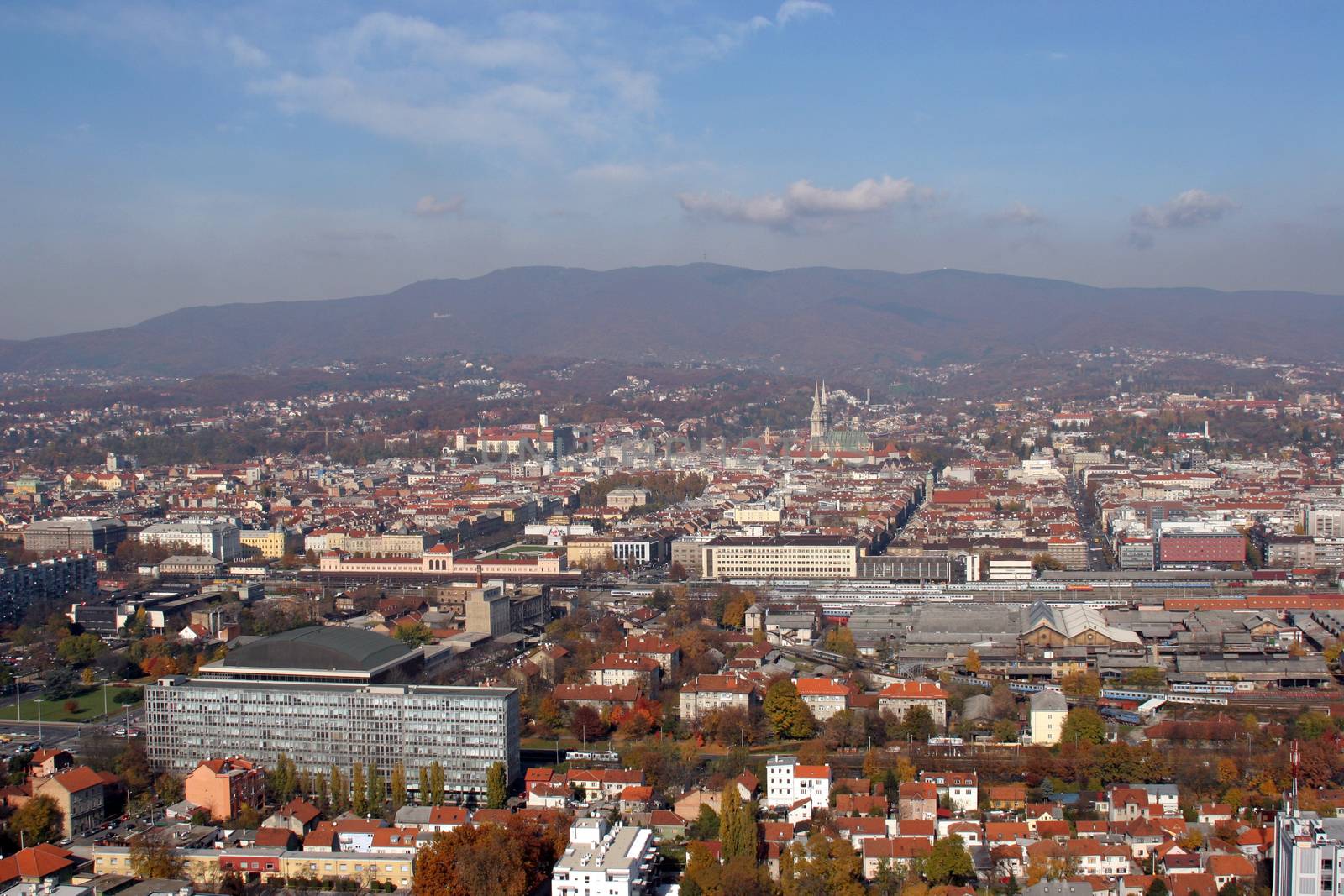 Aerial view of Zagreb, the capital of Croatia on October 14, 2007 Zagreb, Croatia.