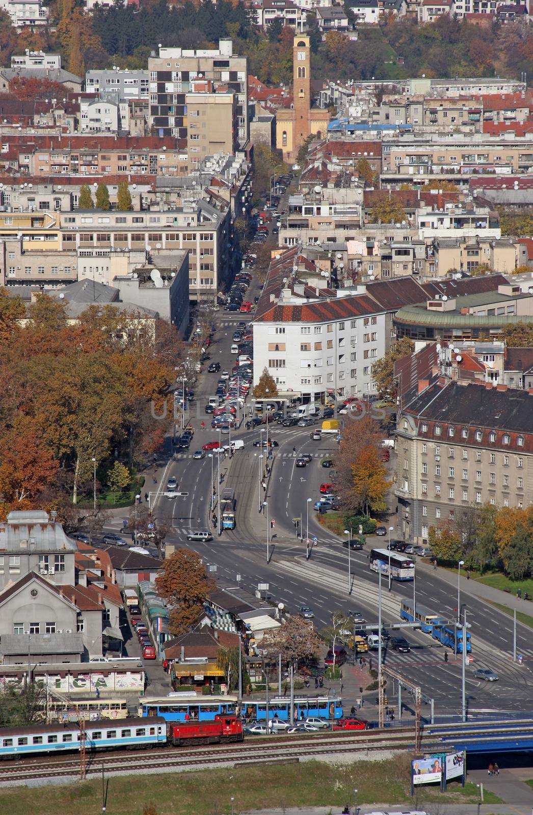 Aerial view of Zagreb, the capital of Croatia on November 07, 2007 Zagreb, Croatia.