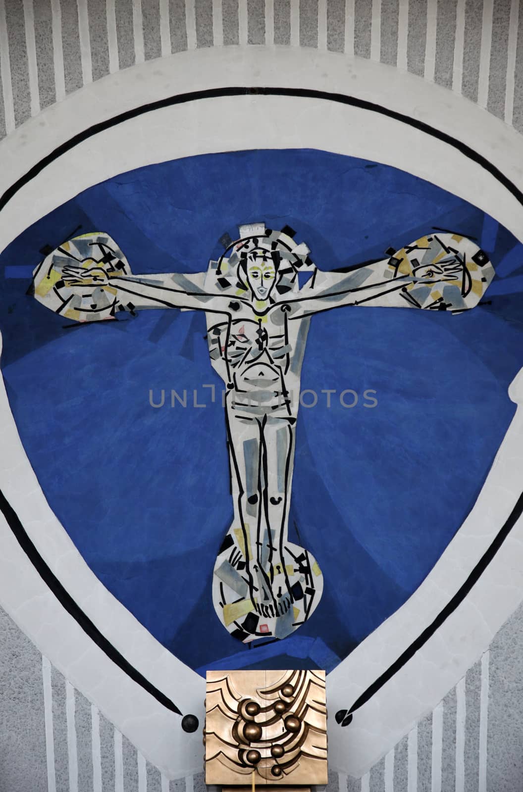 Crucifixion, Church of the Holy Trinity on July 18, 2013 in the Bavarian village of Gemünden am Main, in the Diocese of Würzburg.