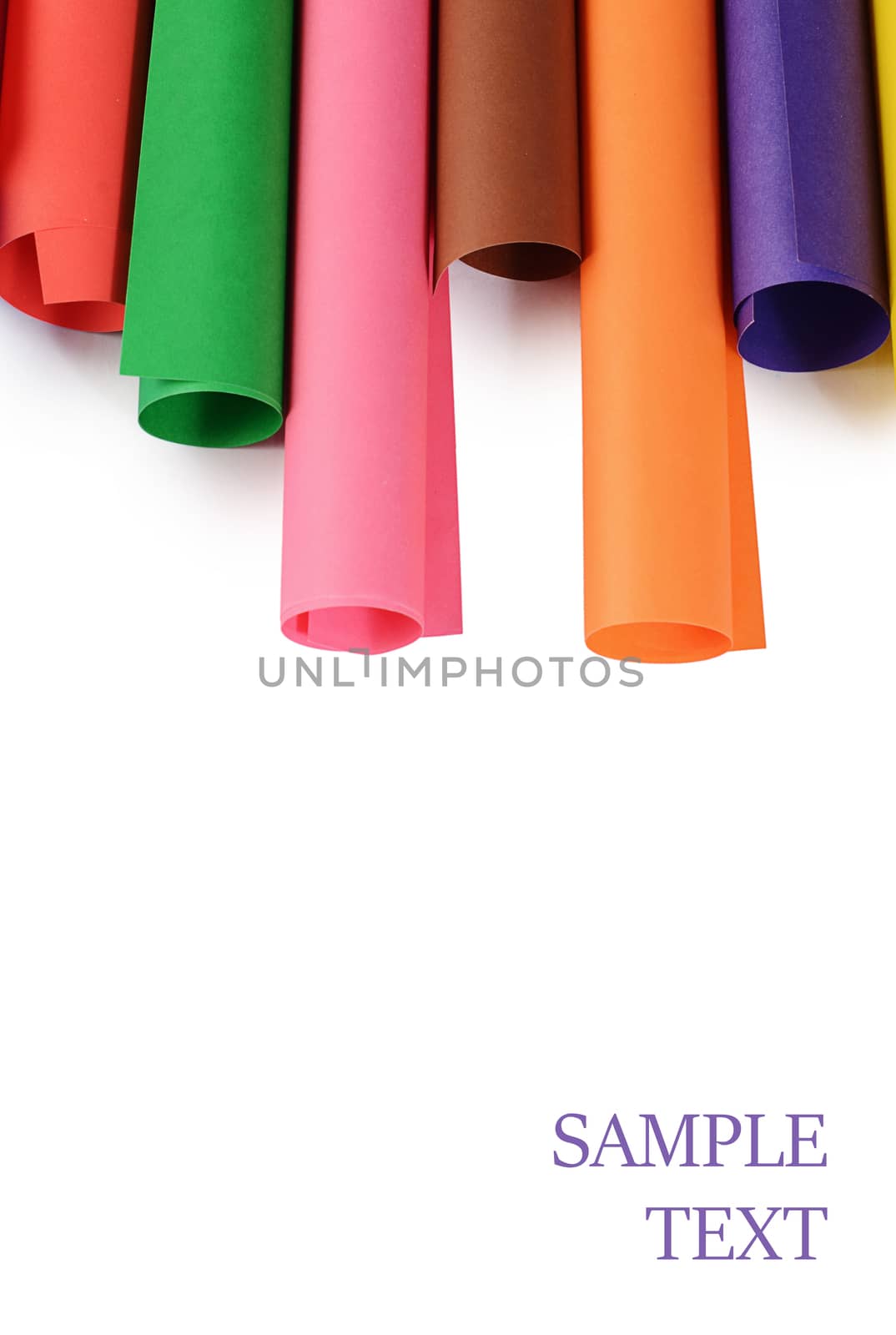 Set color paper isolated on white background