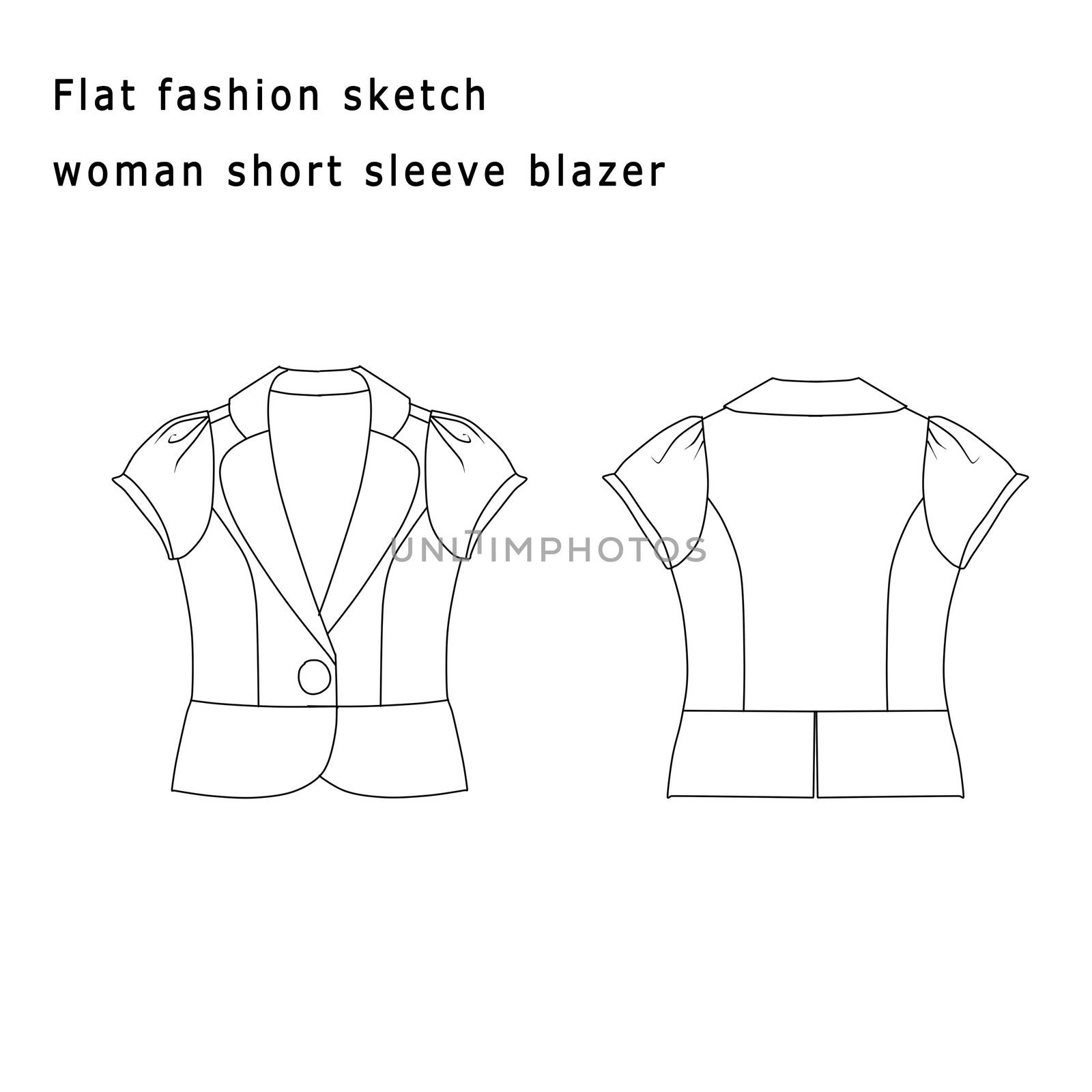 Fashion Illustration - Fashion Flat template - Woman short Blazer by GGillustrations