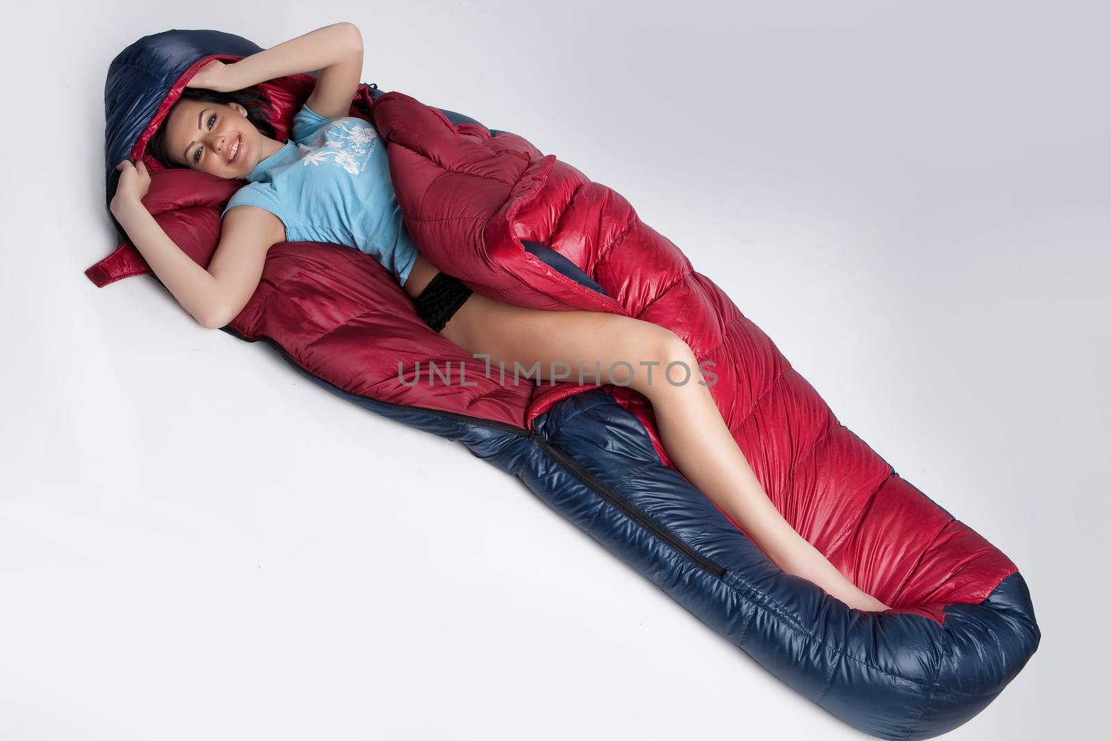 Young Woman In The Sleeping BAg by Fotoskat