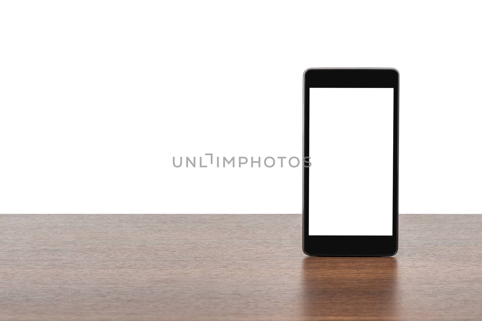 Smartphone with blank screen isolated on white background