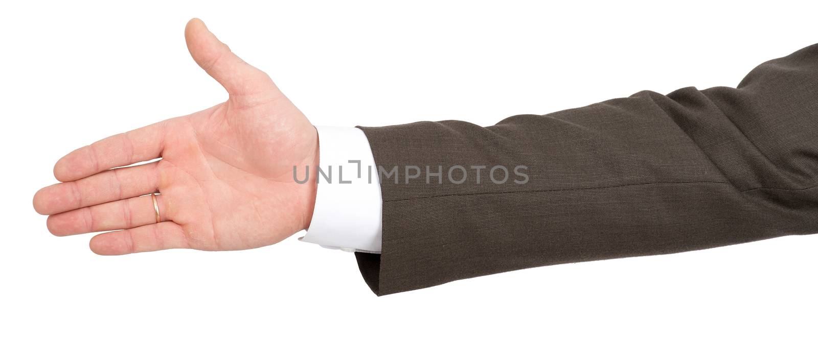 Businessmans right hand isolated on white background