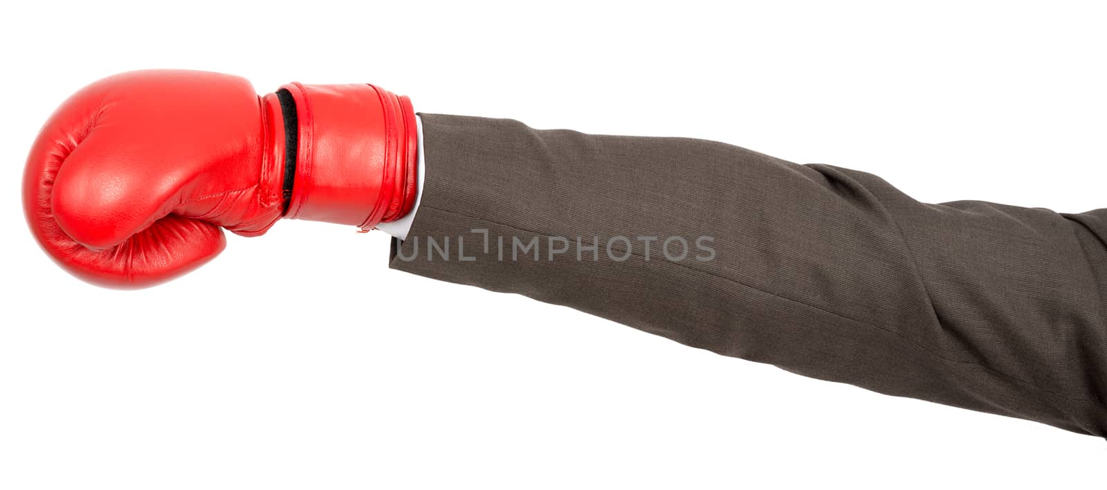 Businessman hand in boxing glove by cherezoff