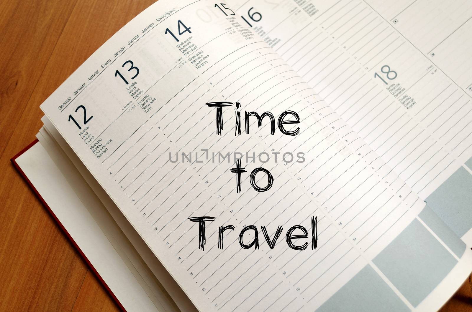 Time to travel text concept write on notebook with pen