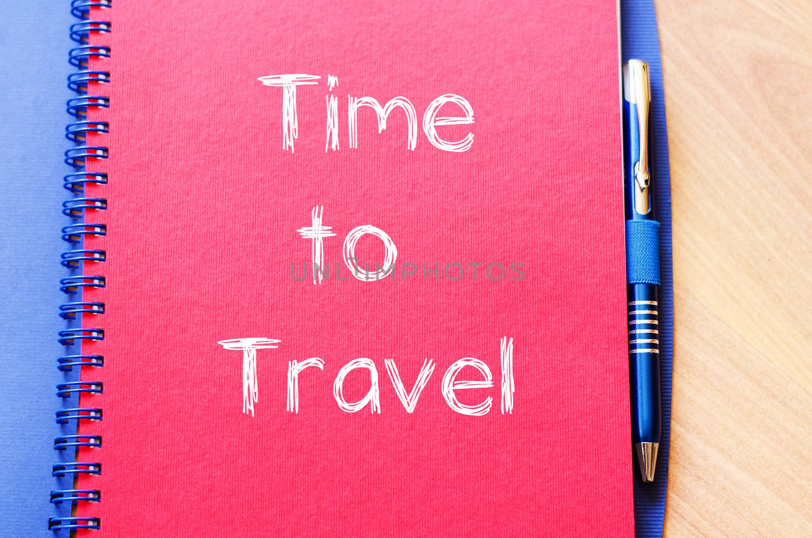 Time to travel text concept write on notebook with pen