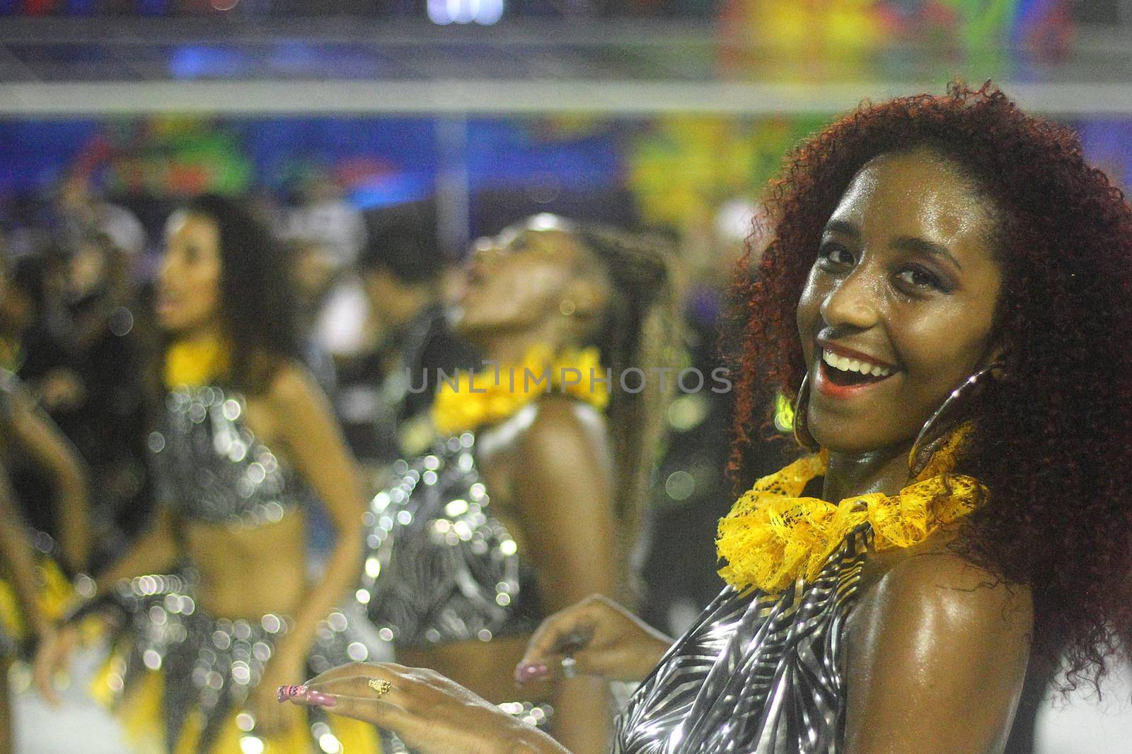 BRAZIL, Rio de Janeiro: Samba dancers are pictured during carnival technical rehearsal at Marques de Sapucai sambadrome in Rio de Janeiro, Brazil, on January 30, 2016.