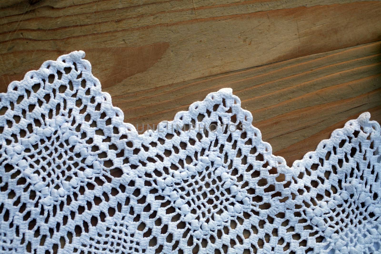 Detail of crochet tablecloth