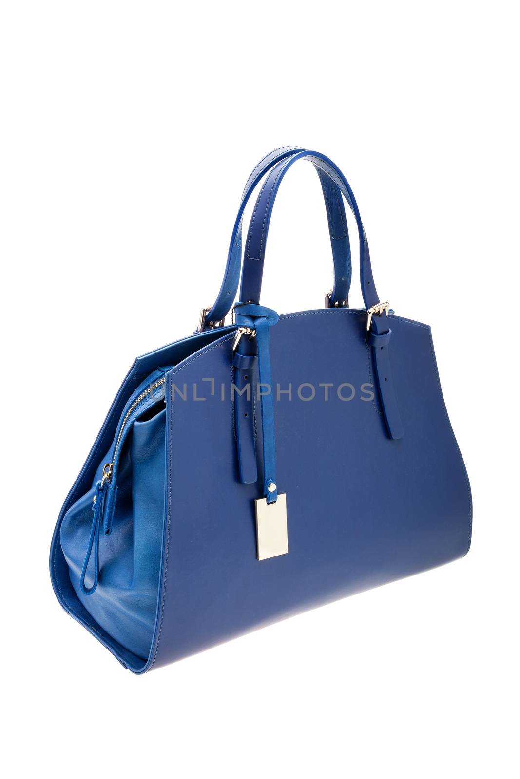 New blue womens bag isolated on white background.