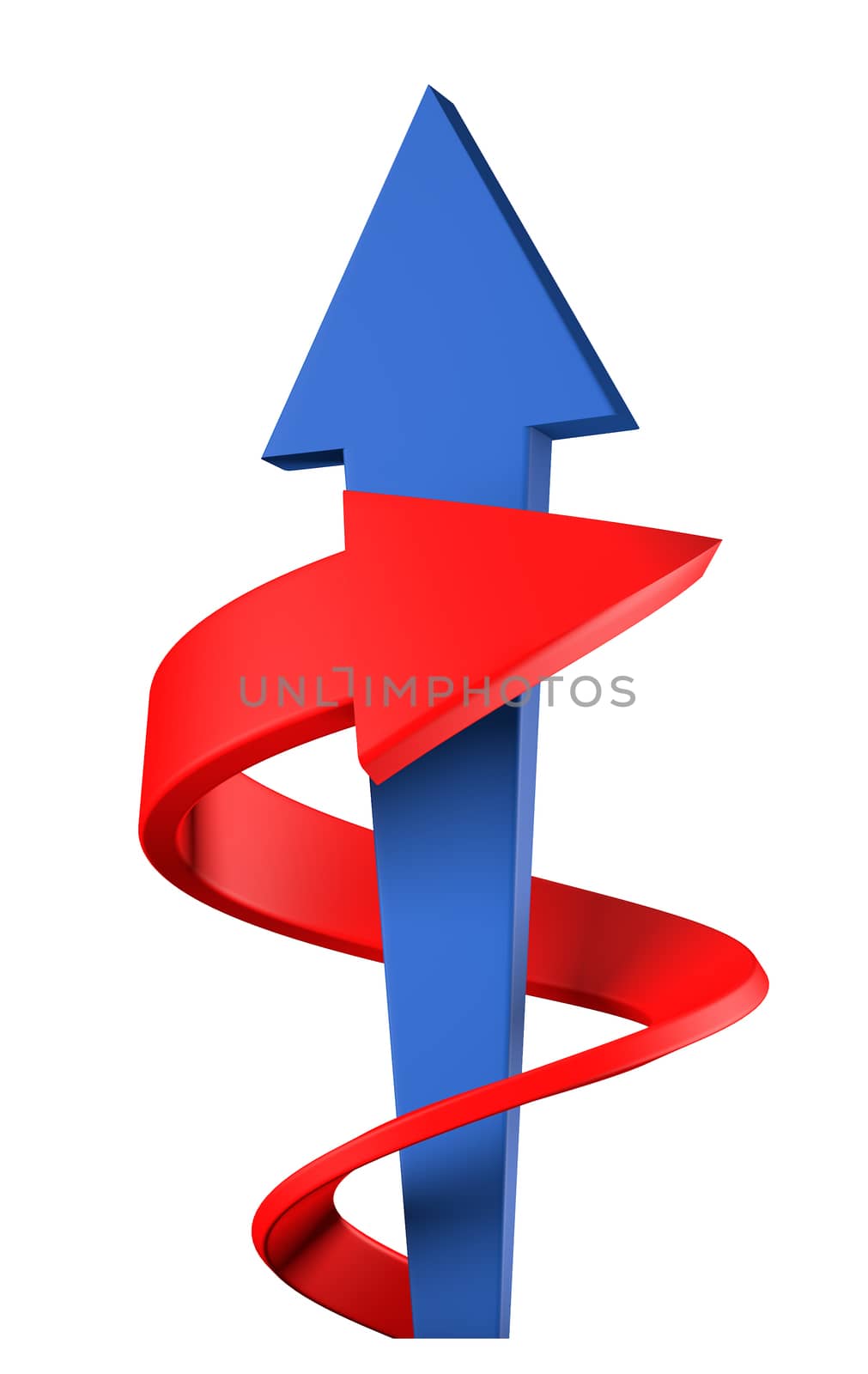 Red and blue arrows isolated on white background