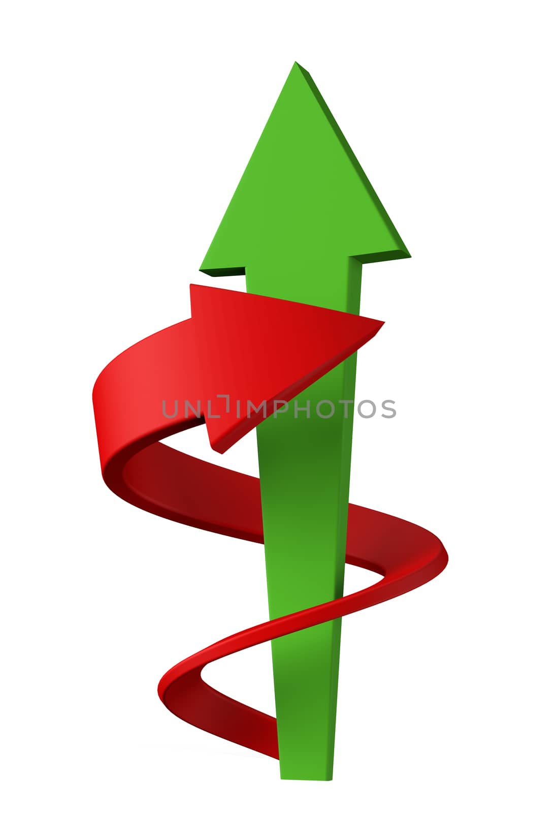 Red and green arrows isolated on white background