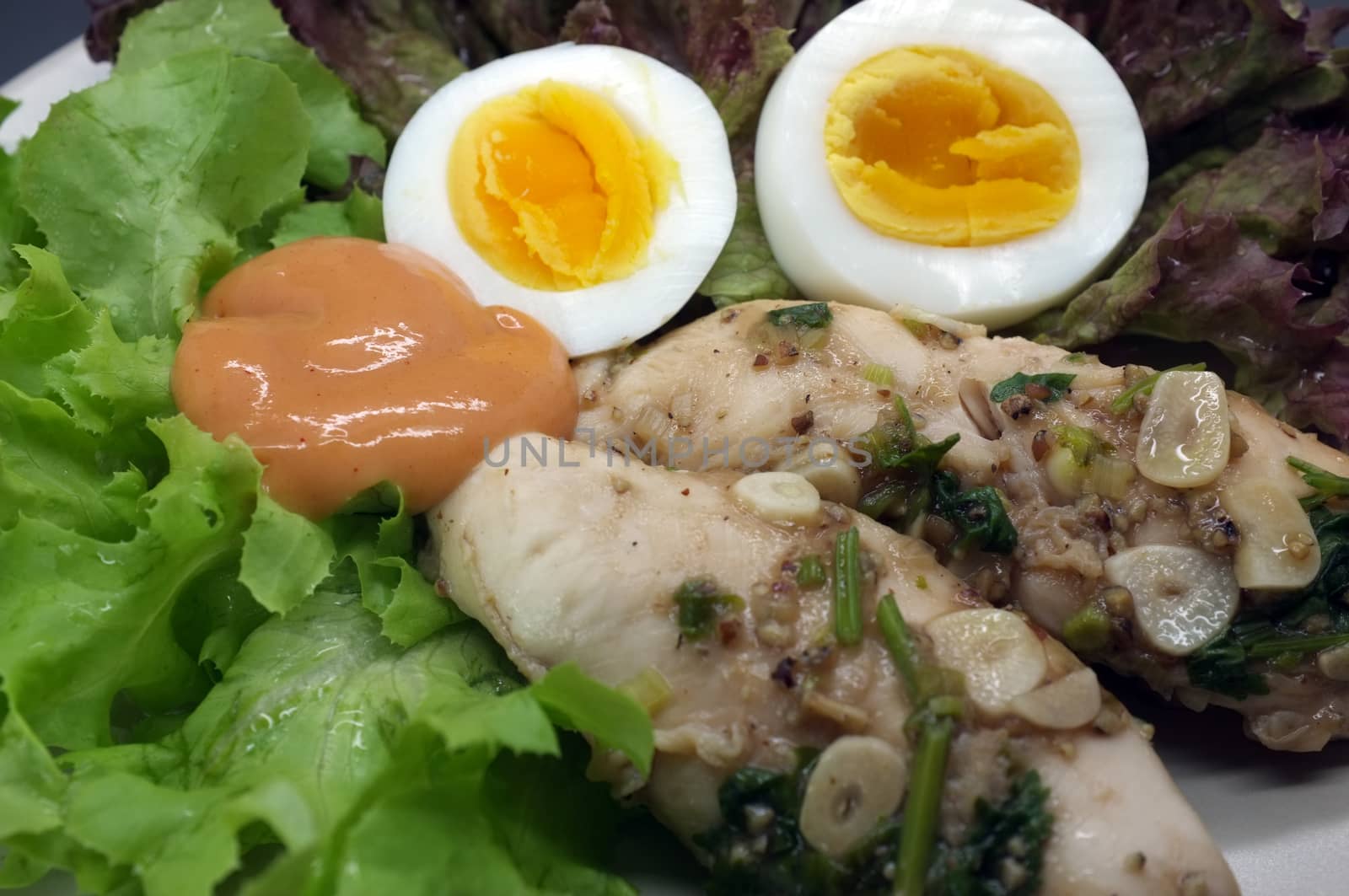 Salad with chicken and egg