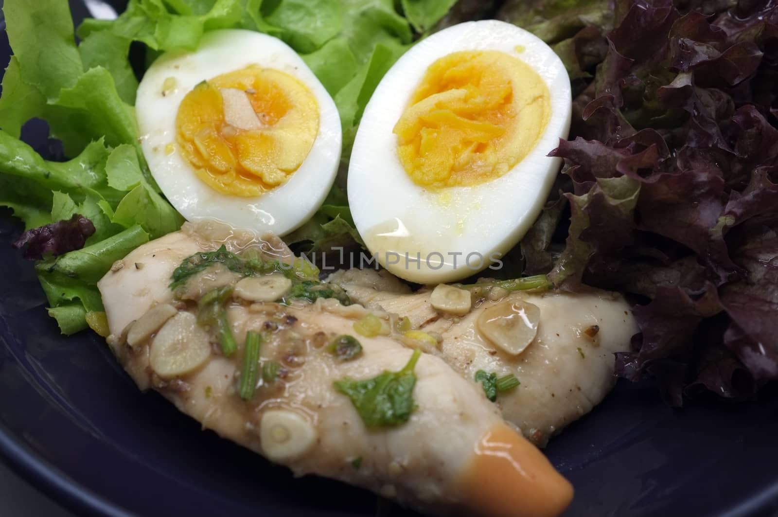 Salad with chicken and egg