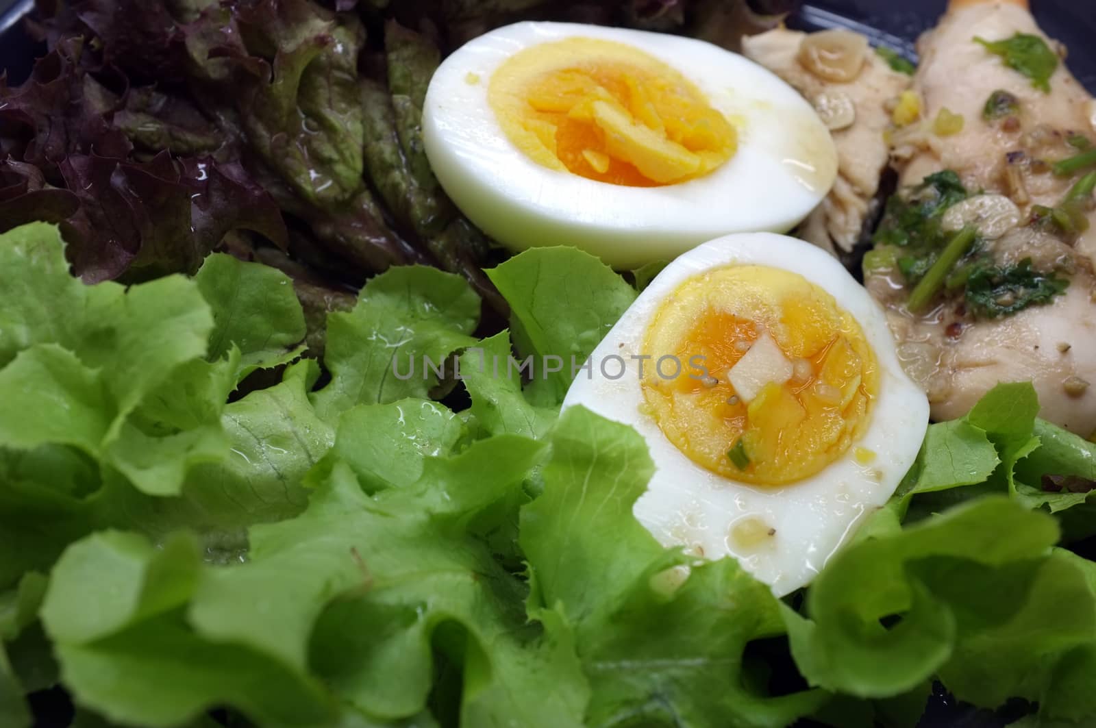 Salad with chicken and egg