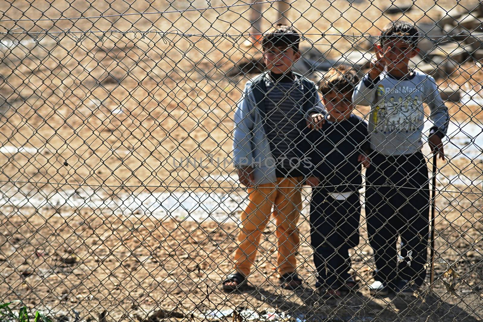 Syrian people in refugee camp in Suruc. These people are refugees from Kobane and escaped because of Islamic state attack. 30.3.2015, Suruc, Turkey