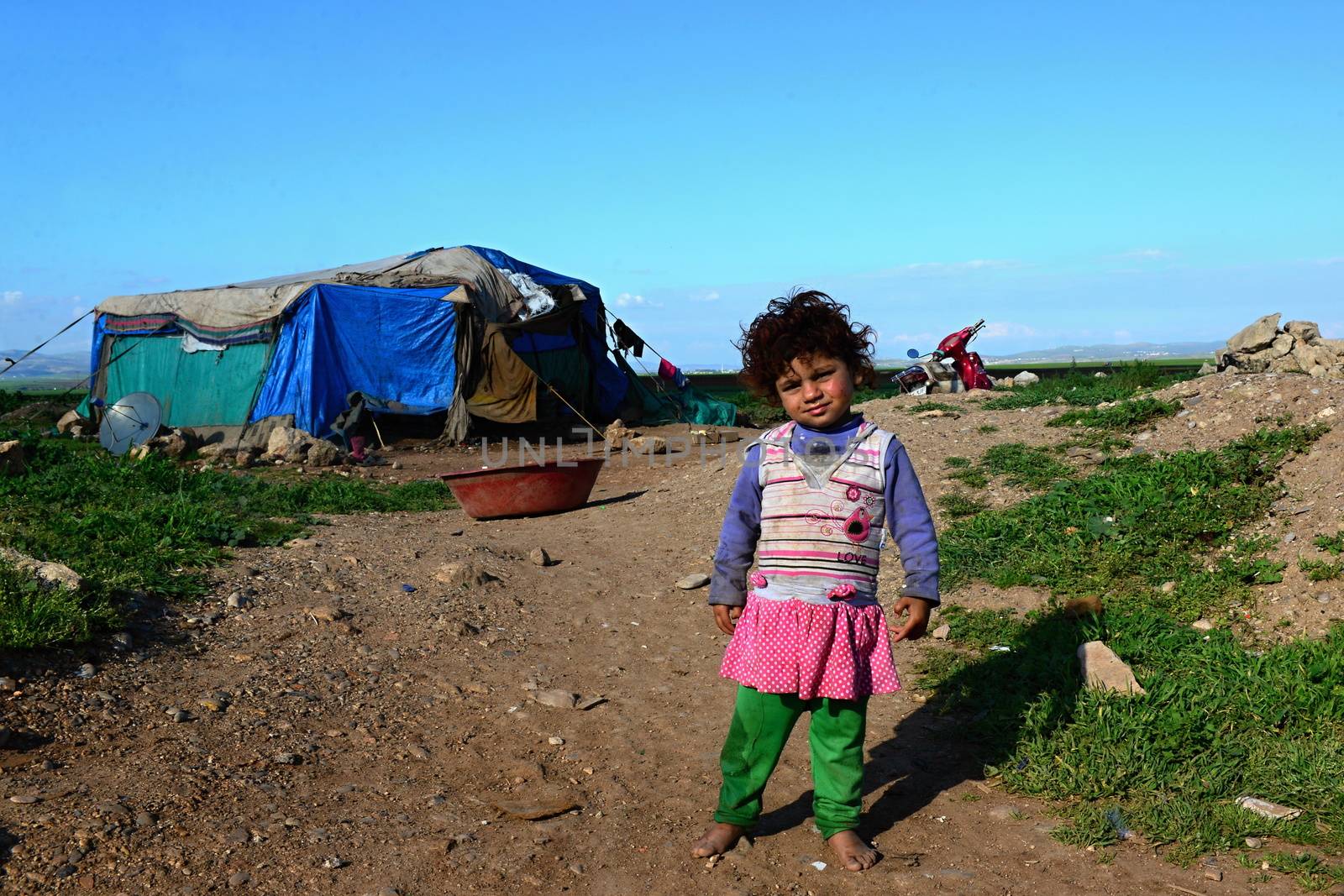 portrait of refugees living homeless in Turkey. 1.4.2015 Reyhanli, Turkey