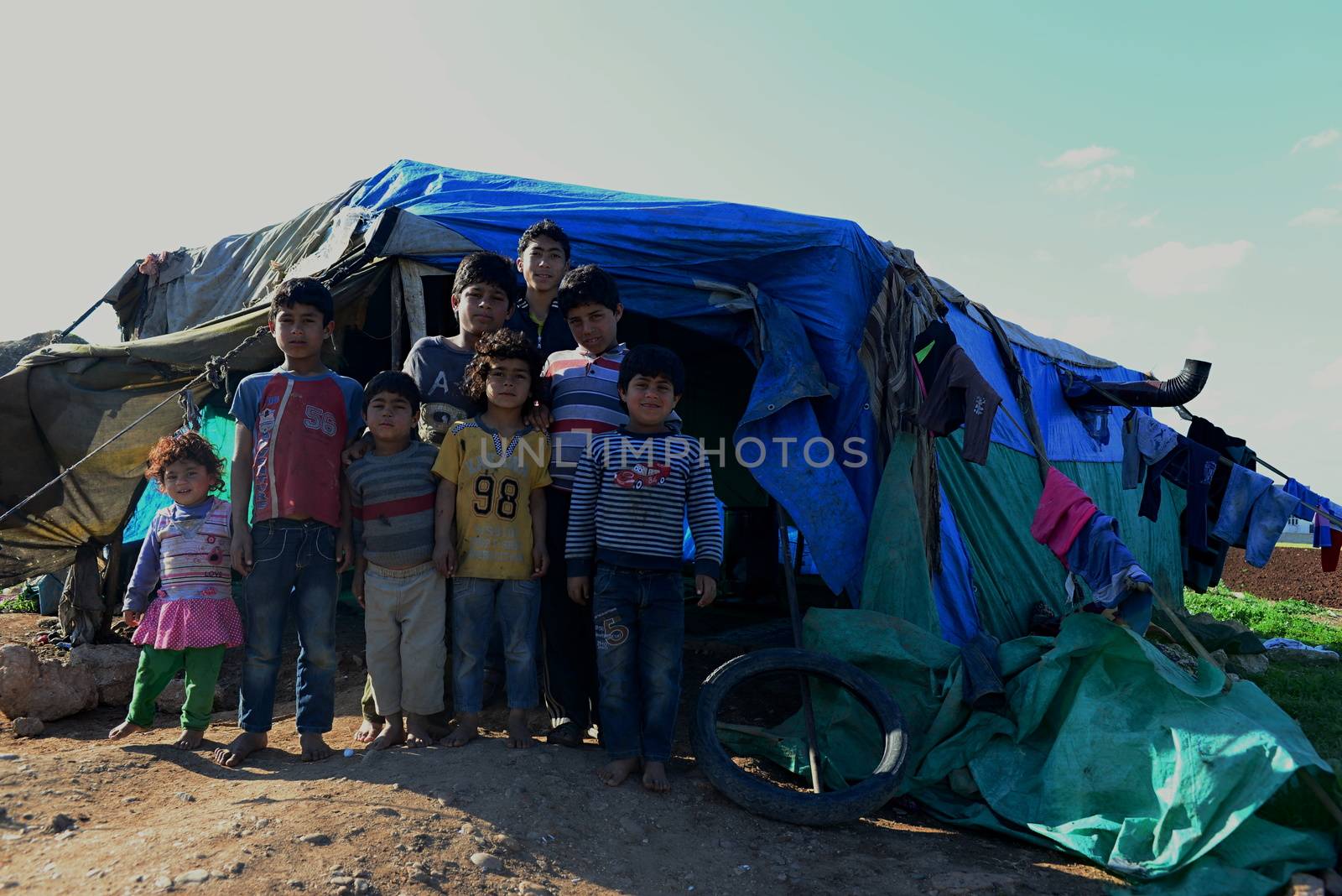 portrait of refugees living homeless in Turkey. 1.4.2015 Reyhanli, Turkey