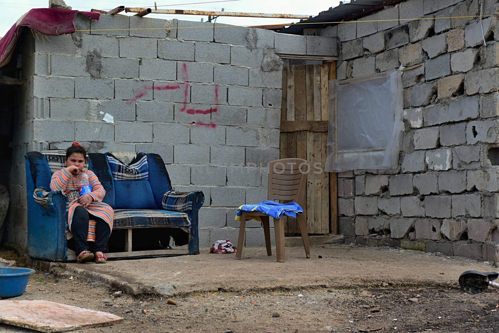 portrait of refugees living homeless in Turkey. 2.4.2015 Reyhanli, Turkey