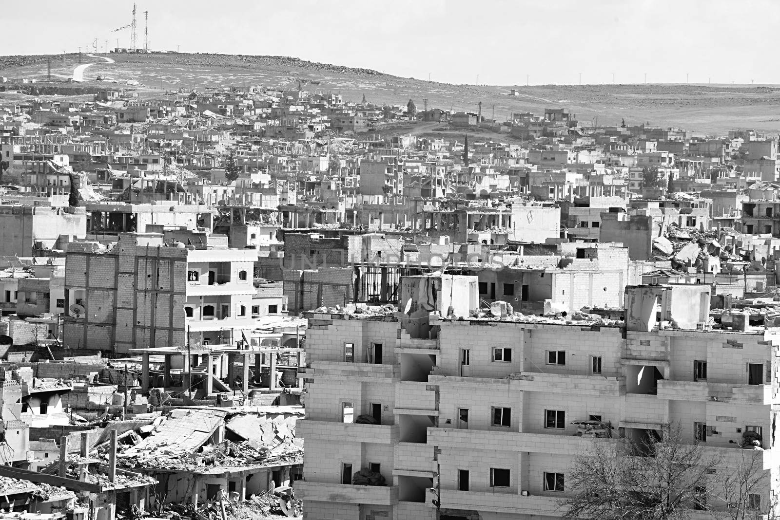 Destruction of Kobane - kurdish city in northern Syria. 31.3.2015, Kobane, Syria
