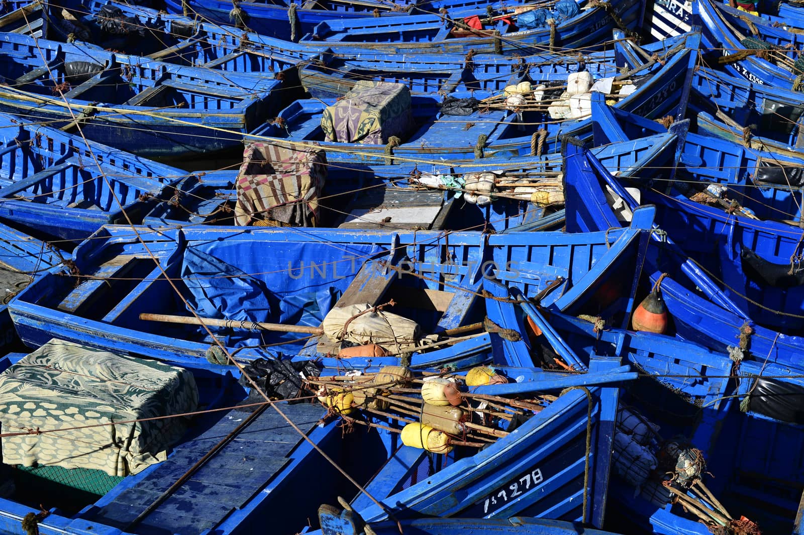 nice blue boat in old port in Essaouira