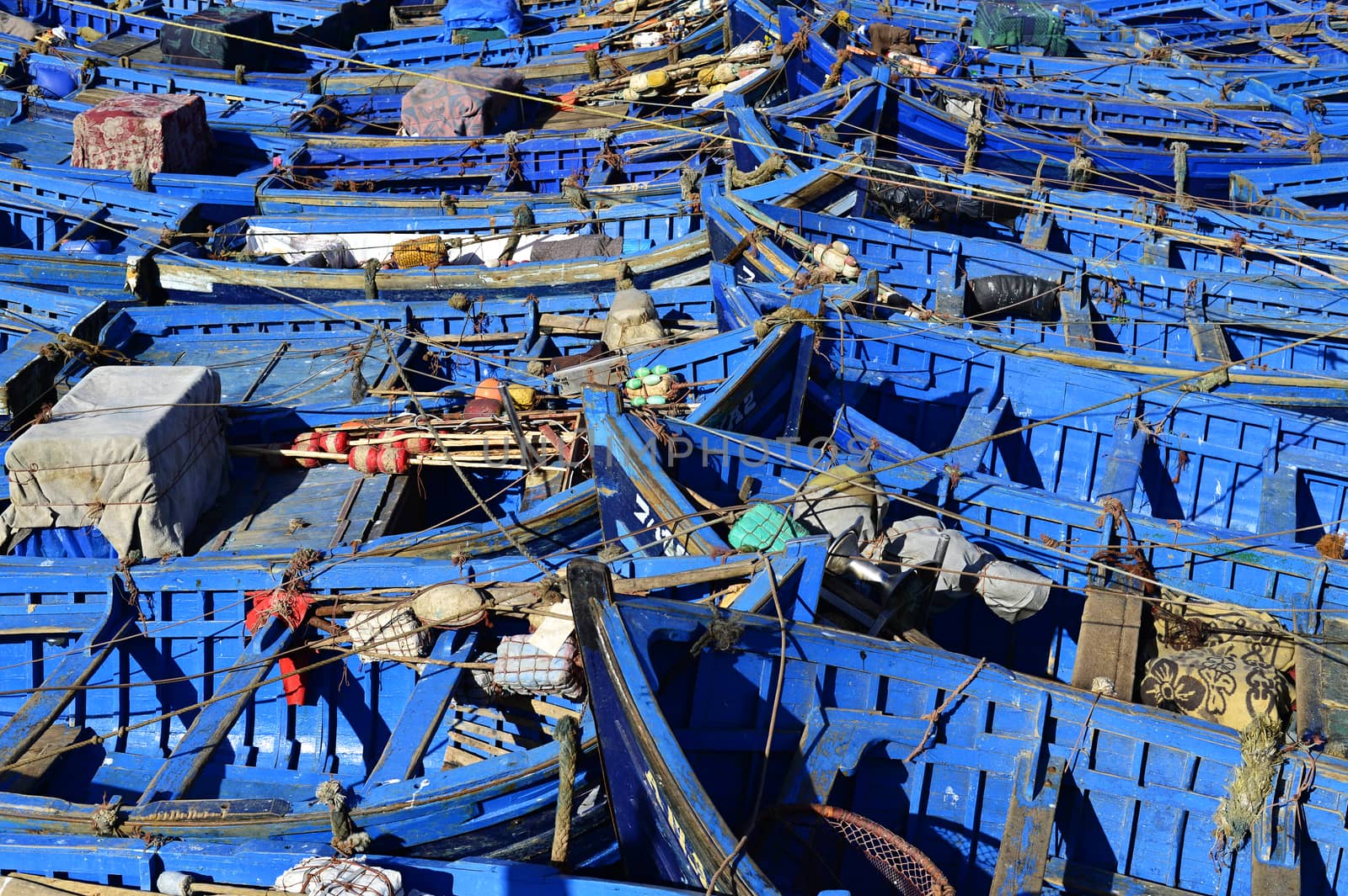 nice blue boat in old port in Essaouira