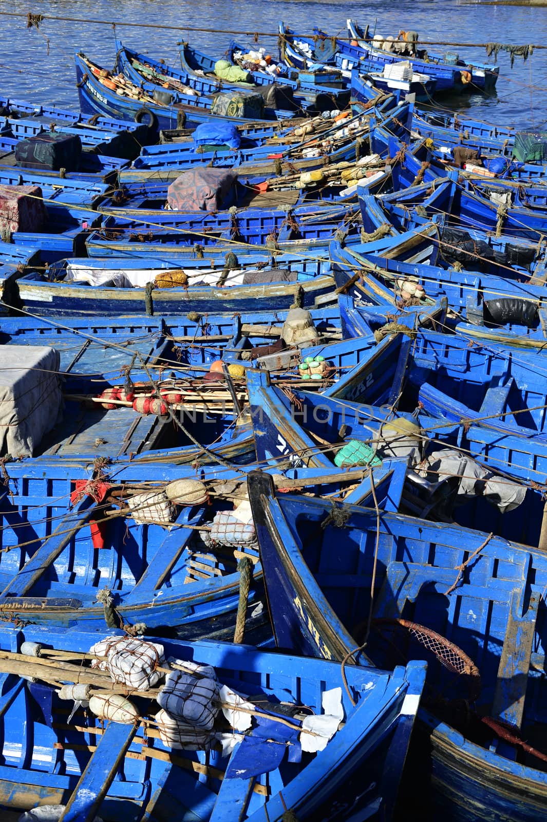 nice blue boat in old port in Essaouira