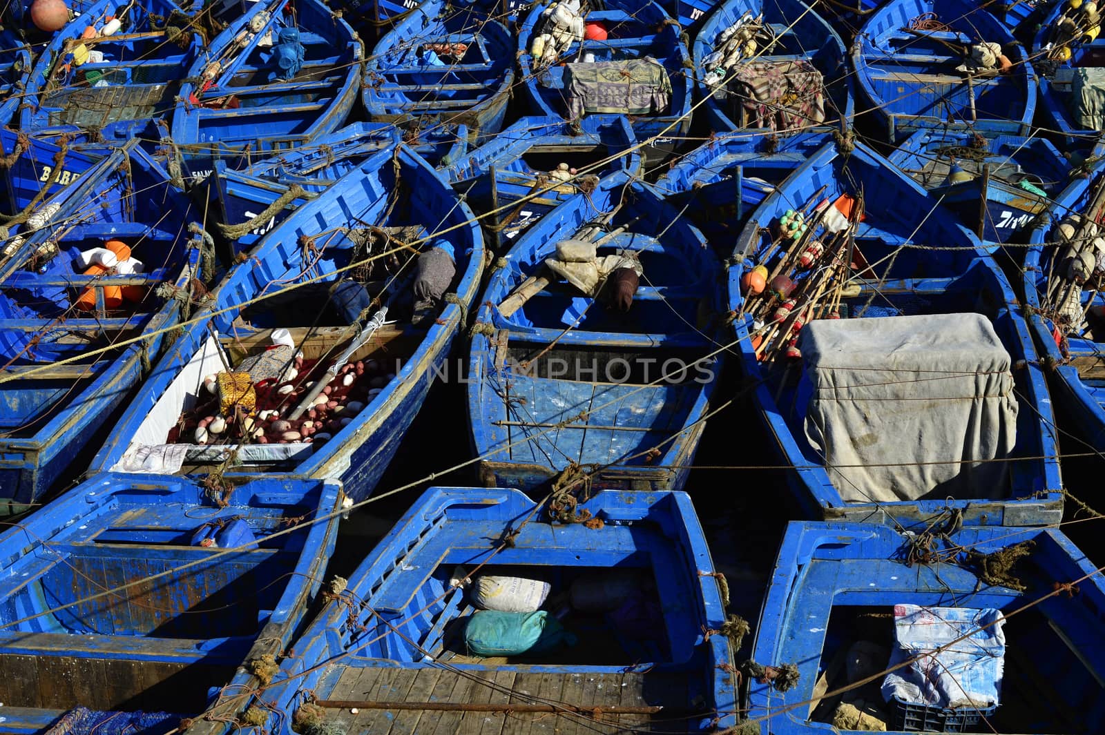 nice blue boat in old port in Essaouira