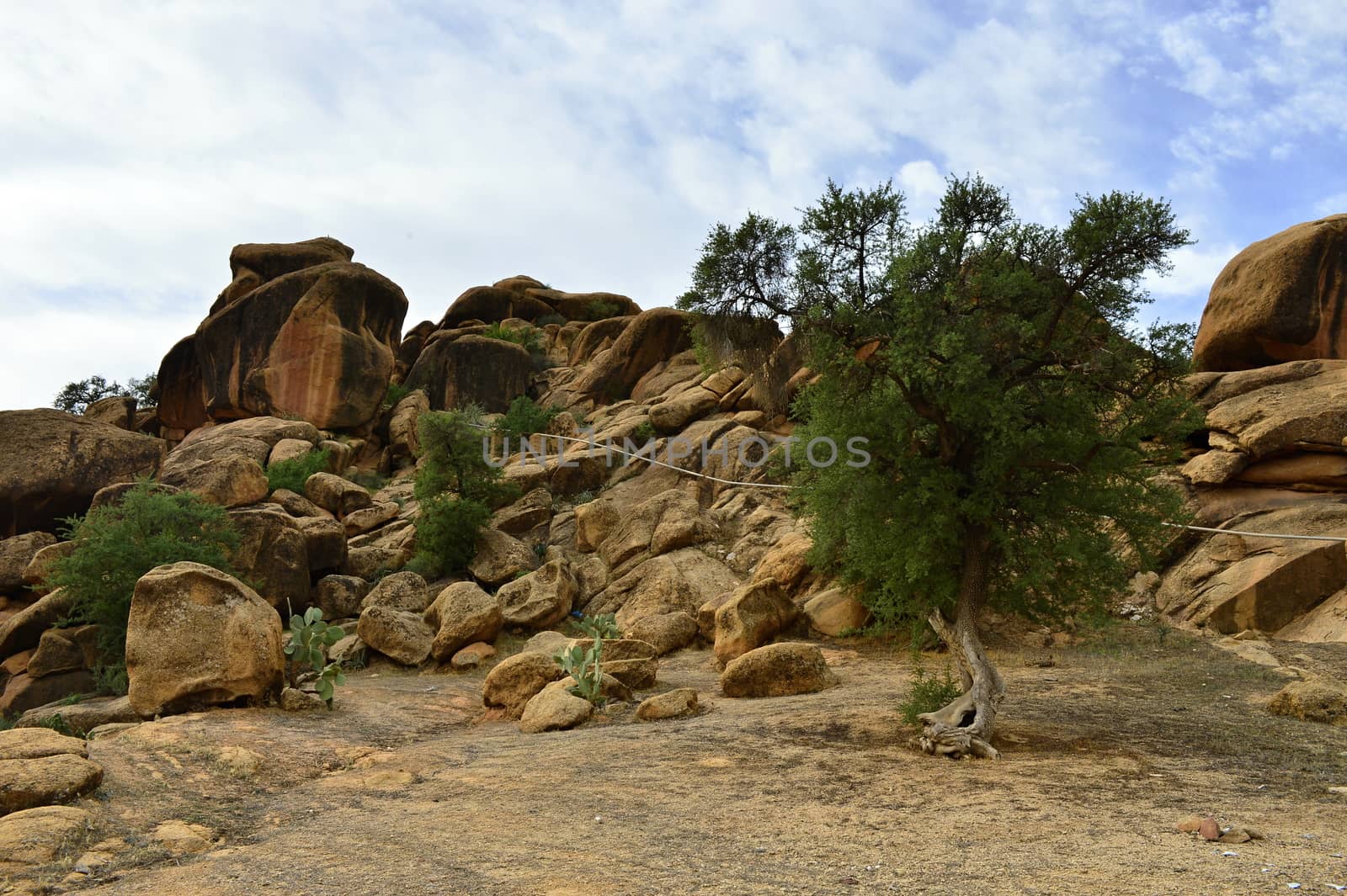 rocks in Tafroute in Atlas mountains in Morocco