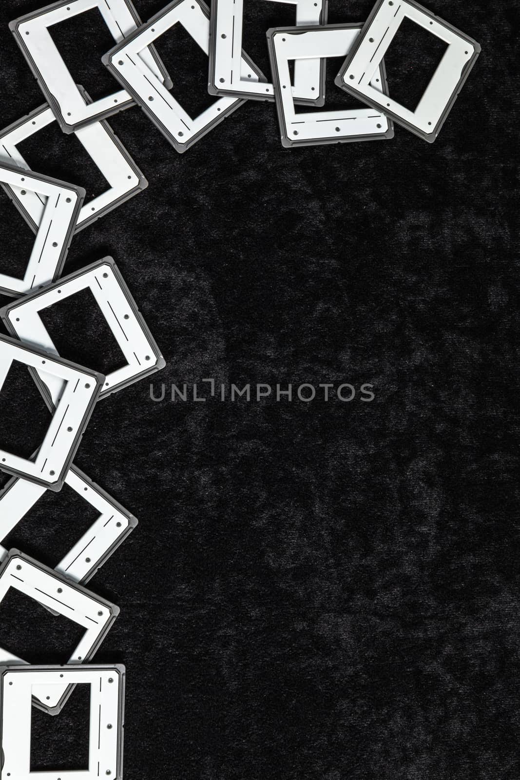 Set of vintage slice on a black background for photographic concepts